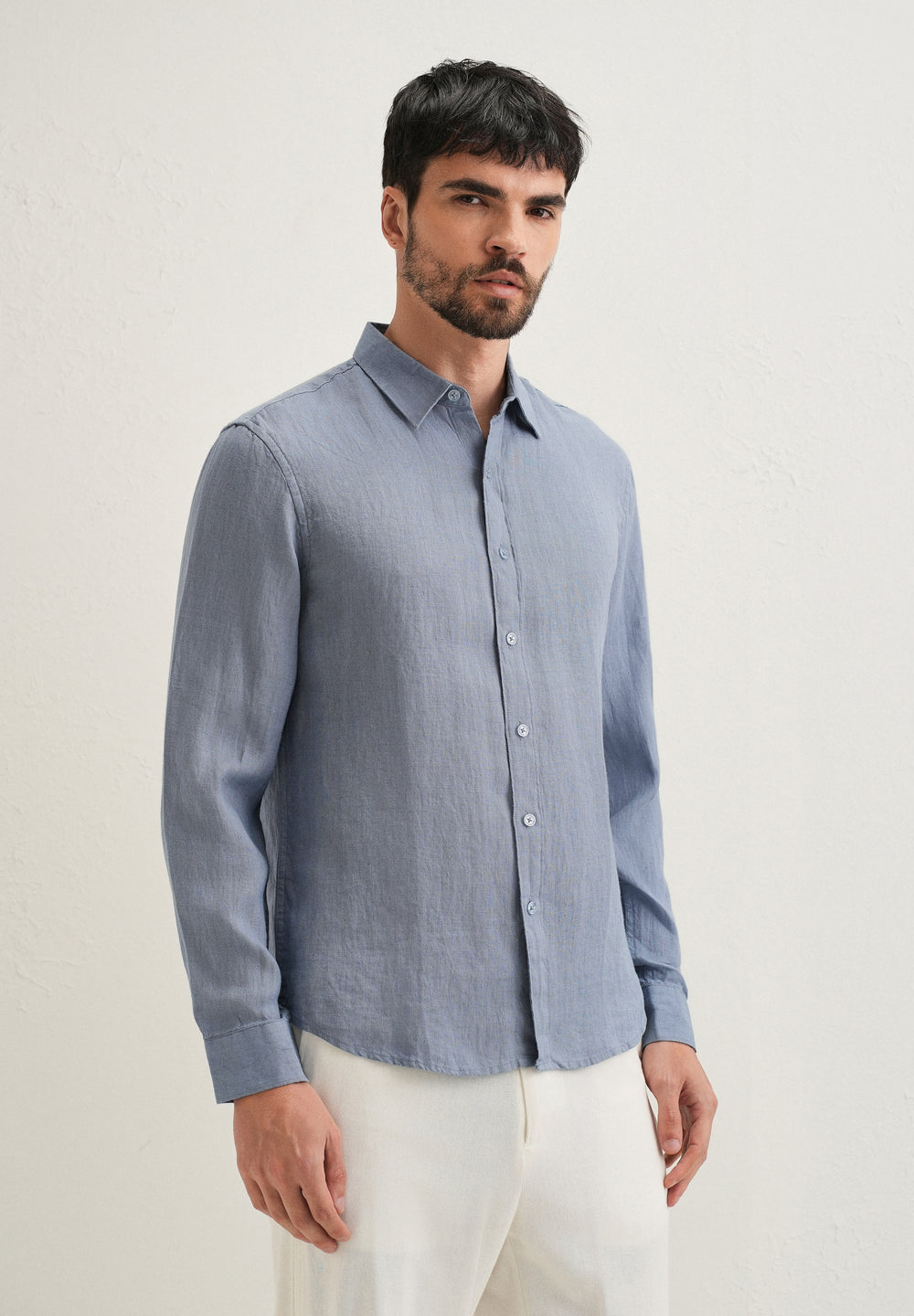 Slate Blue Pure Linen Shirt
