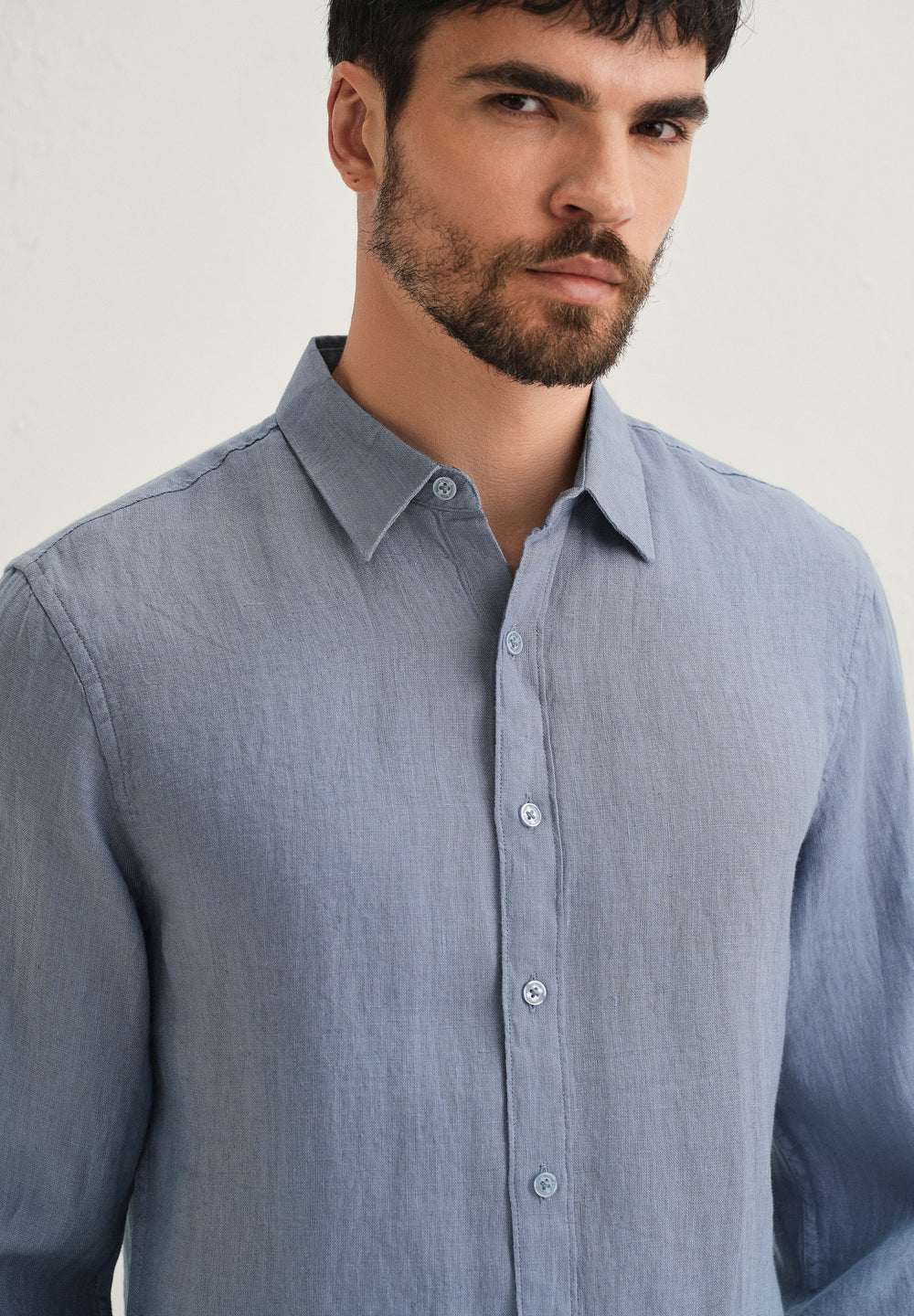 Slate Blue Pure Linen Shirt