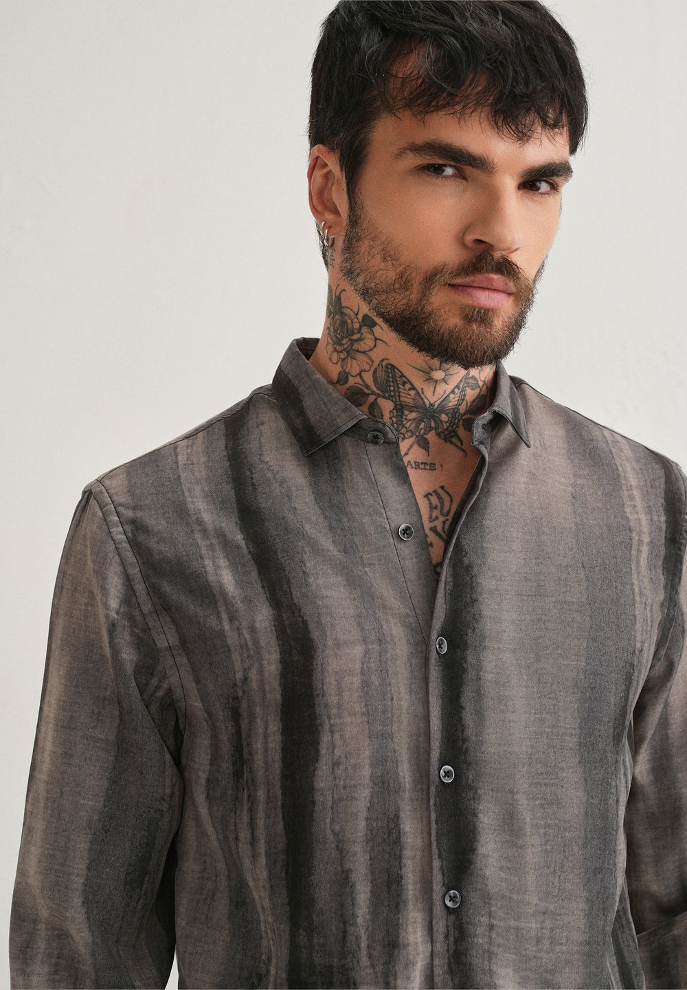 Grey Stripe Printed Shirt