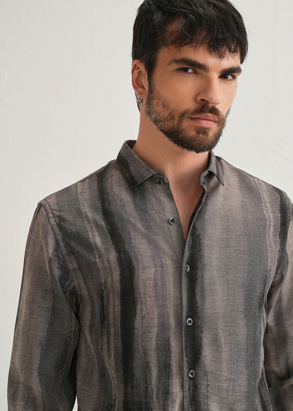 Grey Stripe Printed Shirt