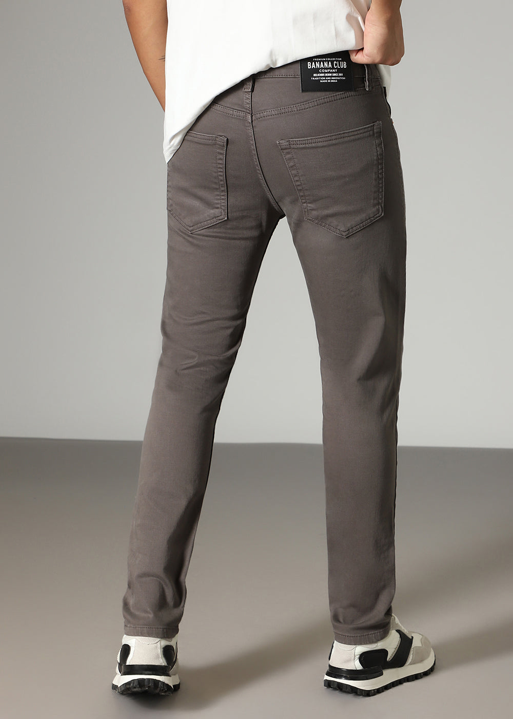 Greyish Brown Ankle Slim Fit Denim