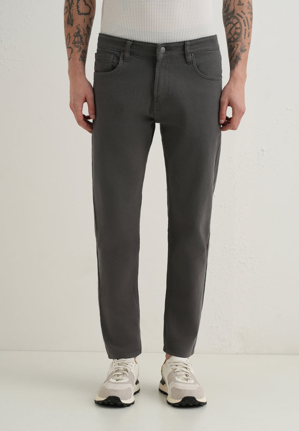 Greyish Brown Ankle Slim Fit Denim