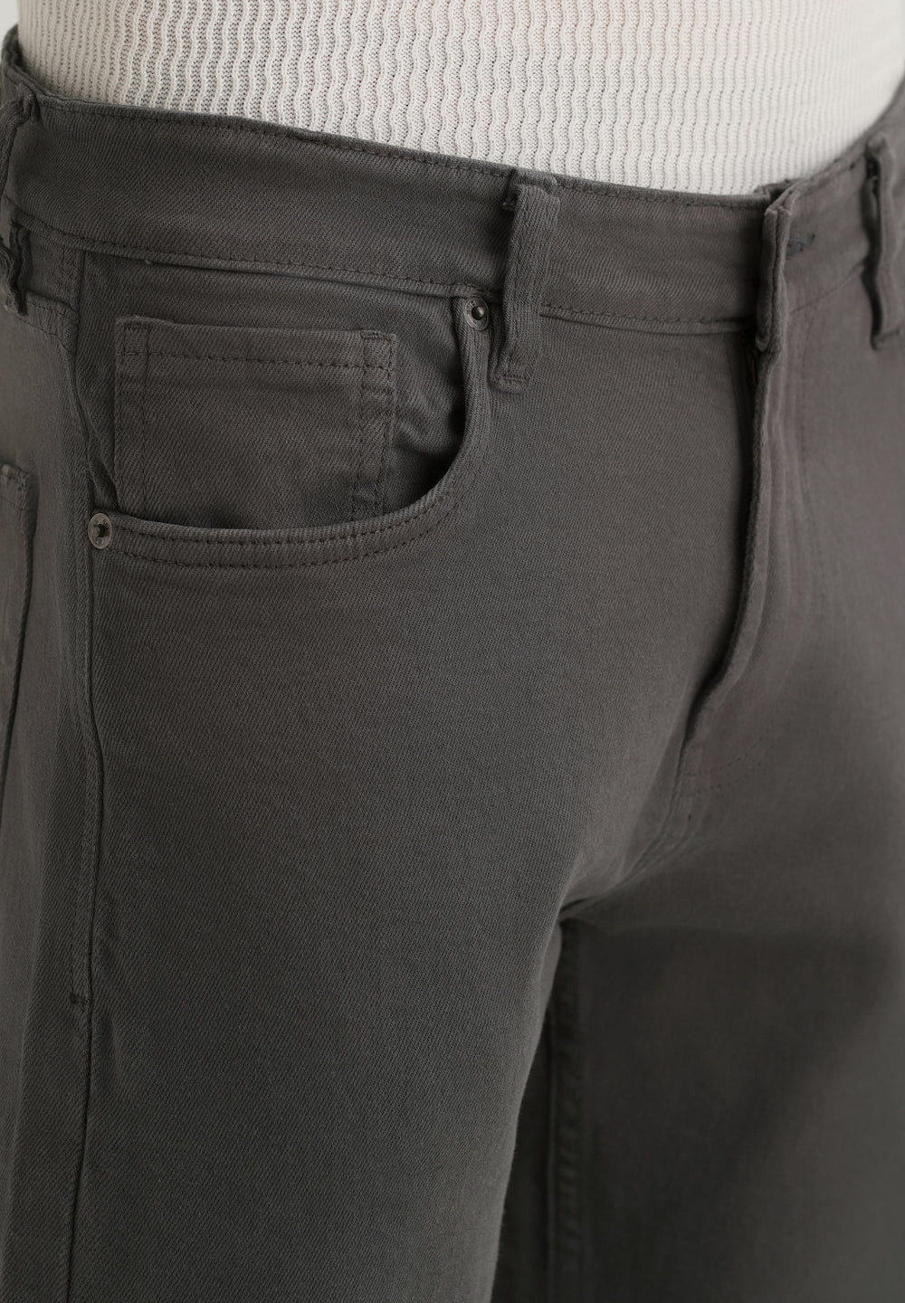 Greyish Brown Ankle Slim Fit Denim