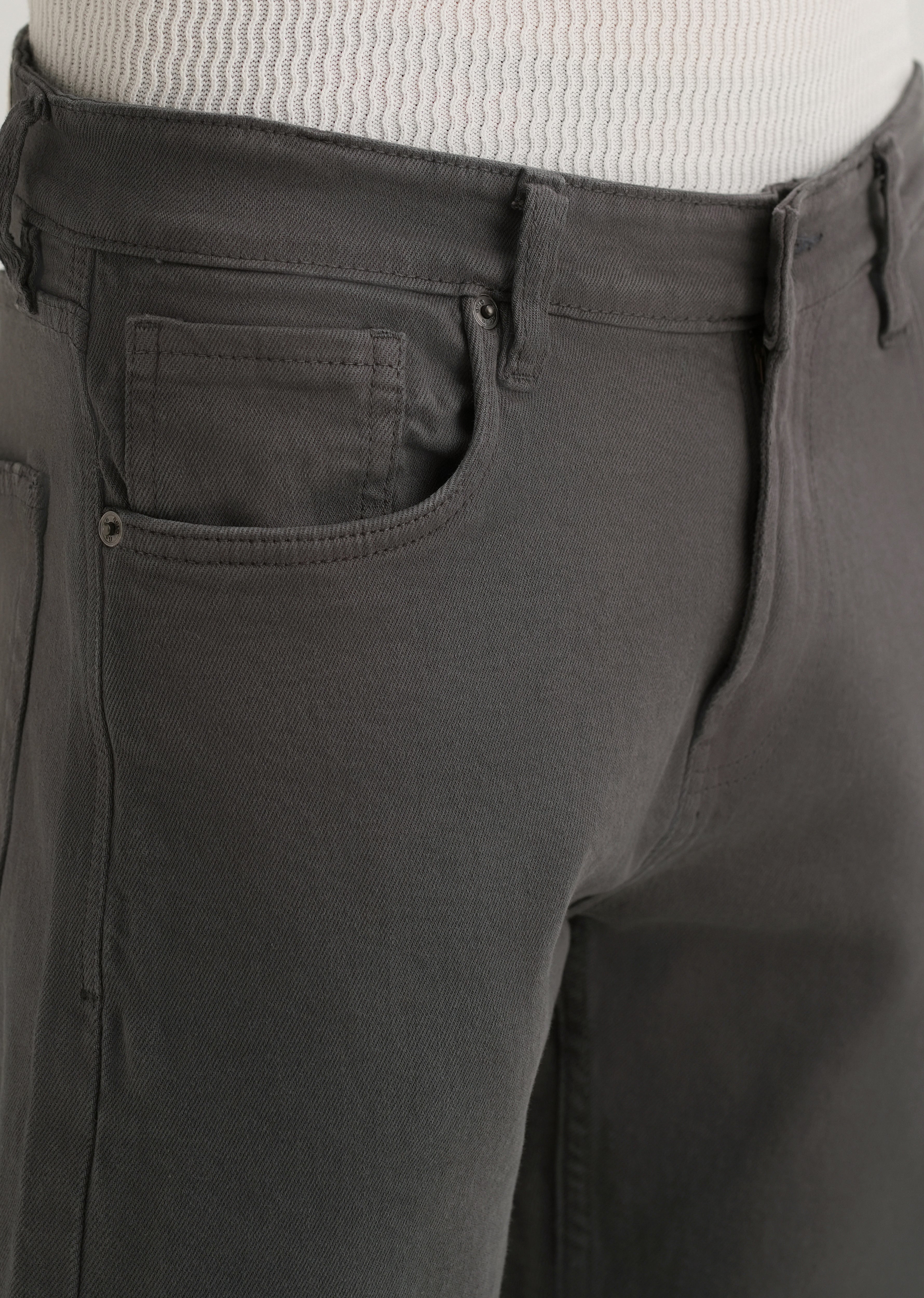 Greyish Brown Ankle Slim Fit Denim