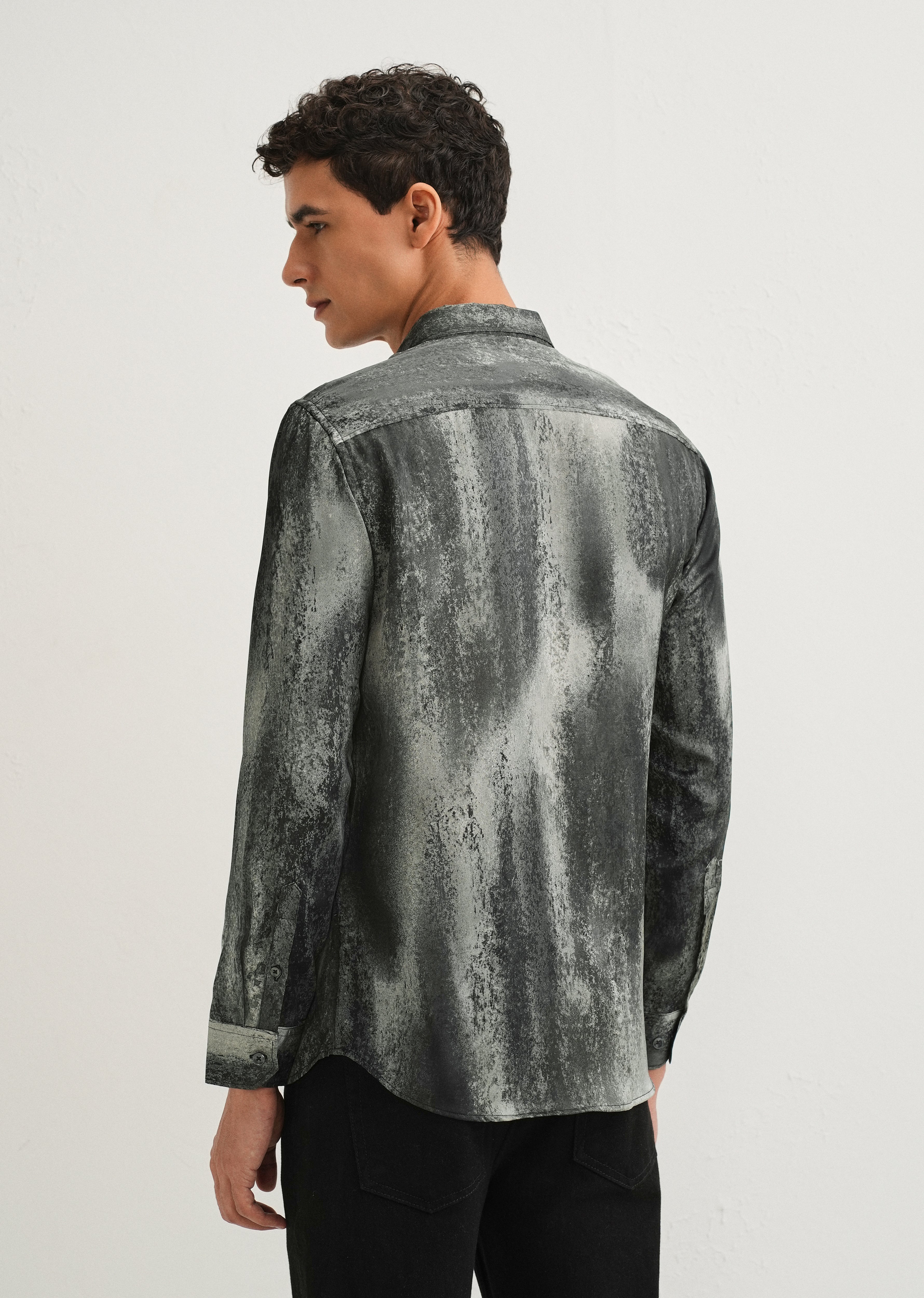 Greyish Green Abstract Printed Shirt