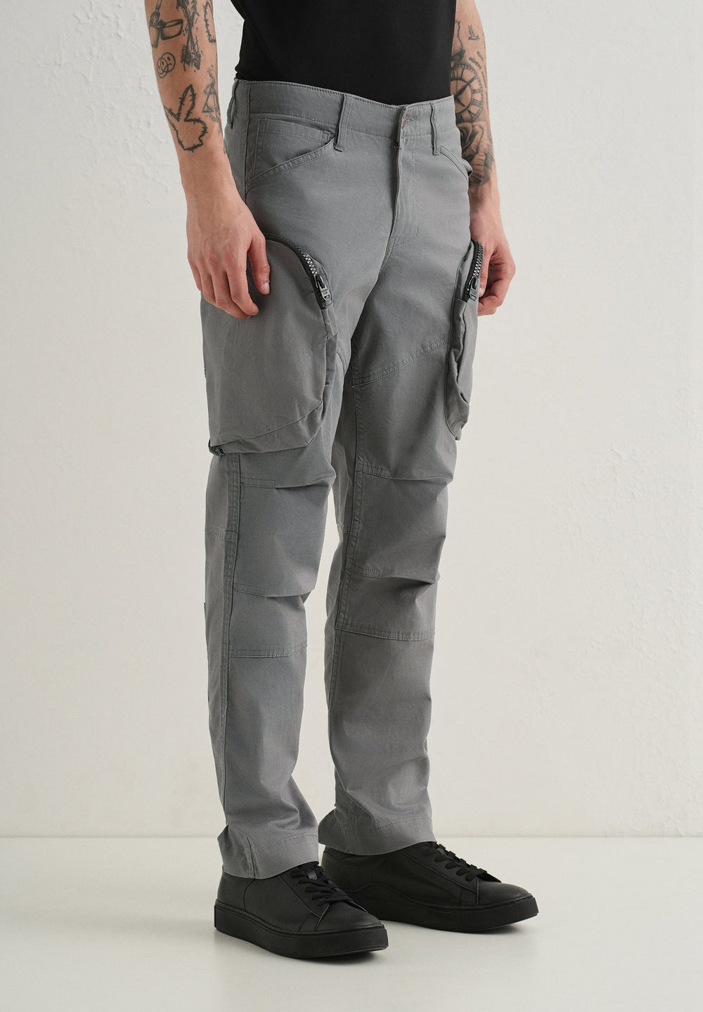 Gris Gray Zipper Cargo Pant