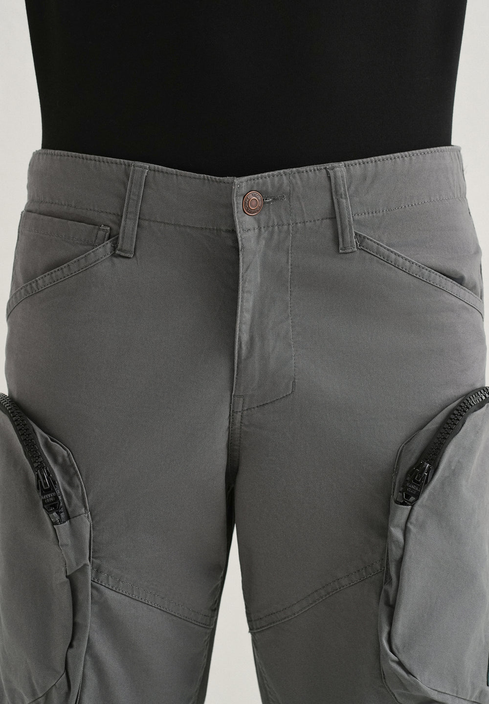 Gris Gray Zipper Cargo Pant
