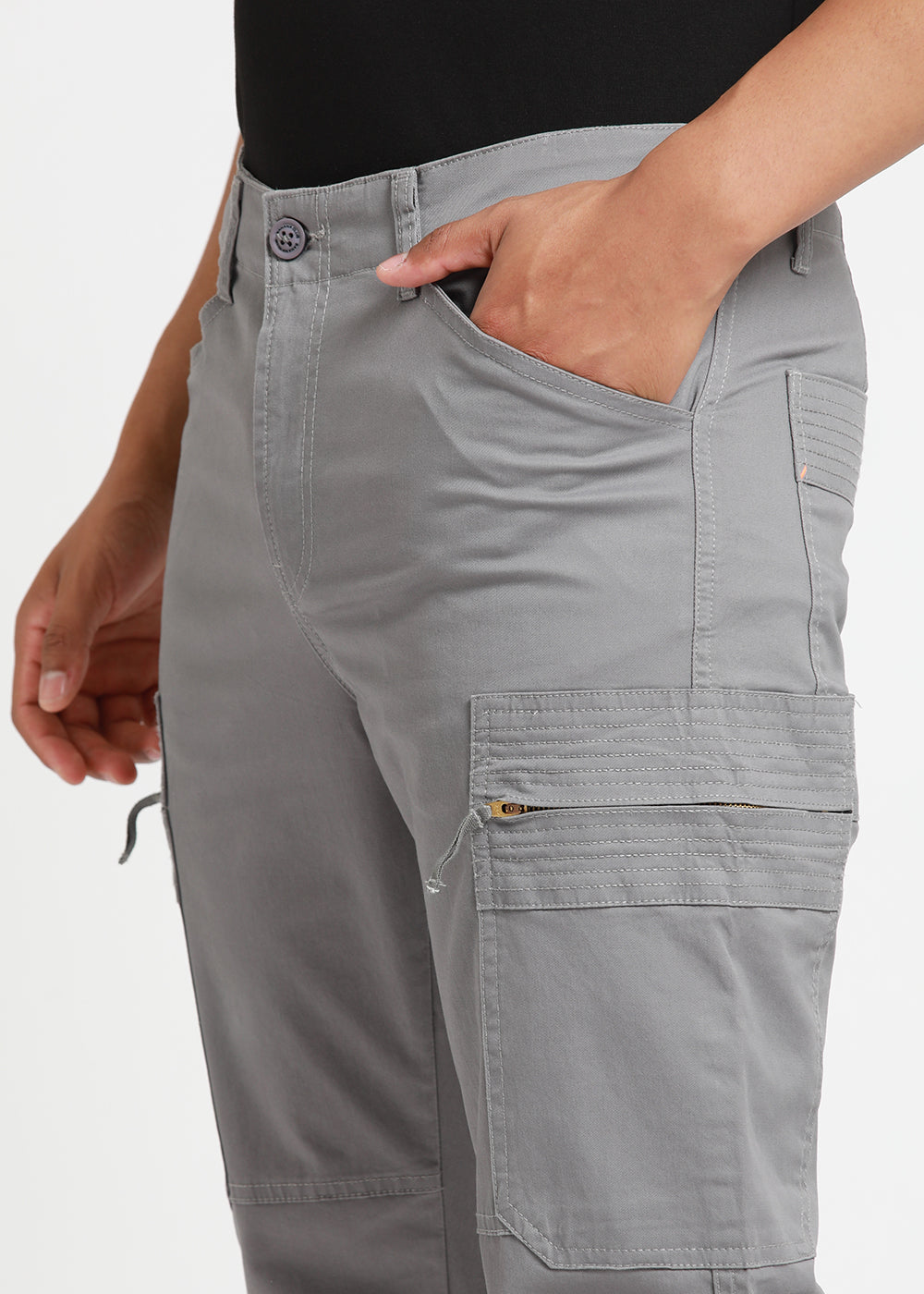 Grizzly Grey Zip Cargo Pants