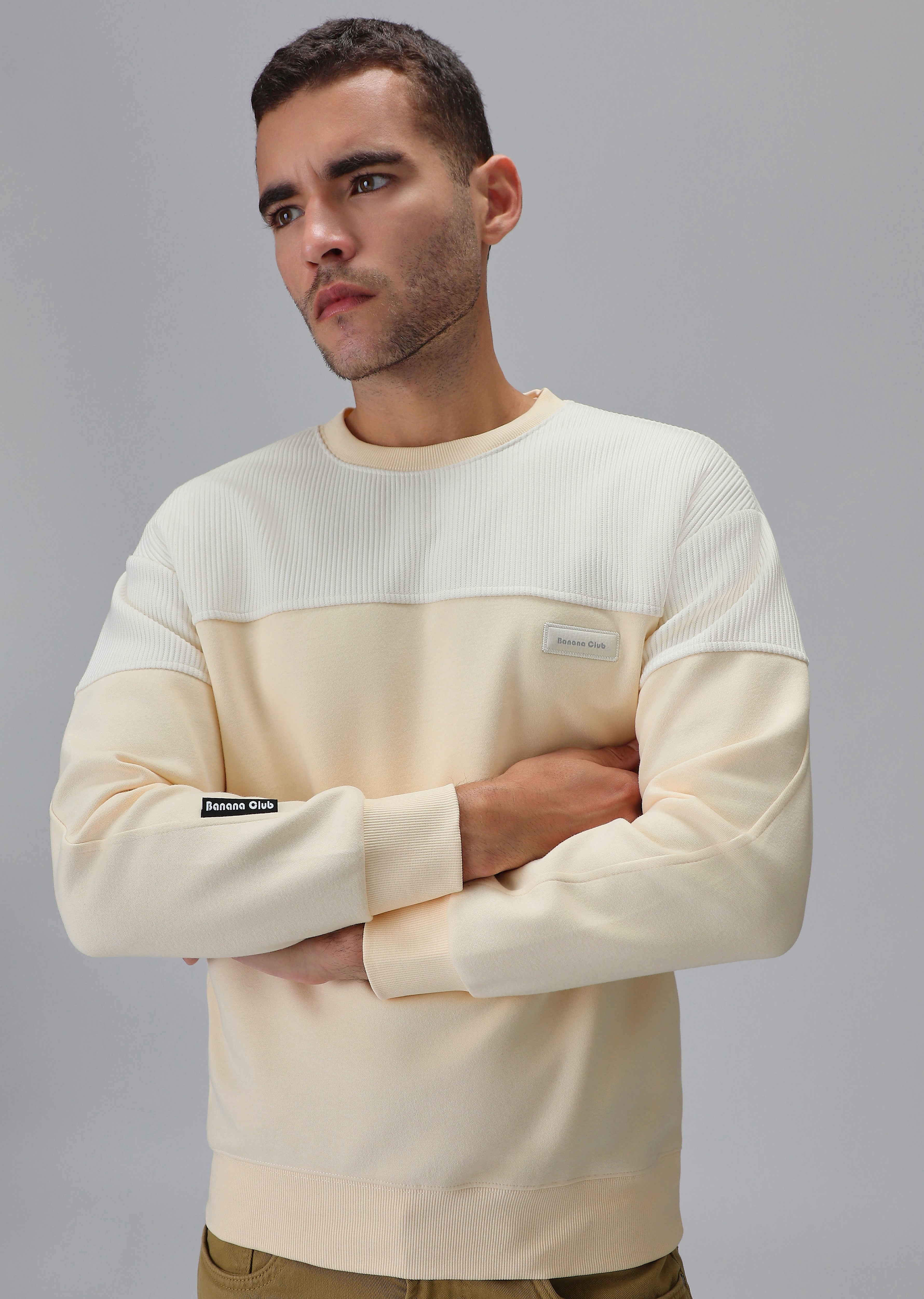 Colour Block Cream Sweatshirt