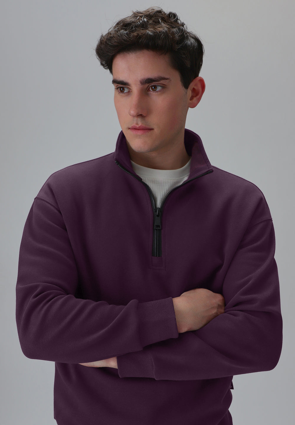 Half Zipped Purple Sweatshirt