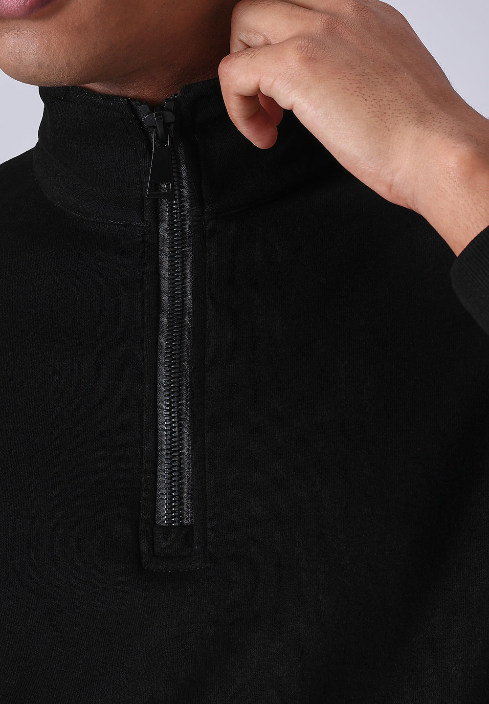 Half Zipper Black Sweatshirt