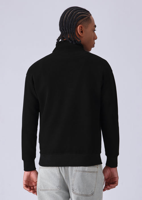 Half Zipper Black Sweatshirt