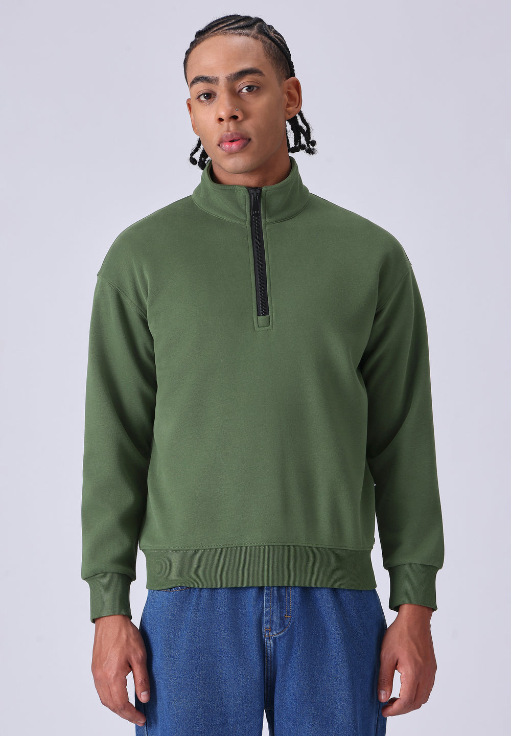 Half Zipper Green Sweatshirt