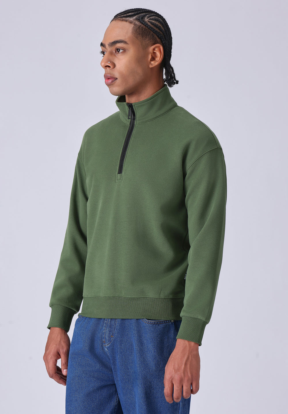 Half Zipper Green Sweatshirt