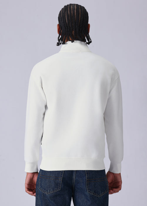 Half Zipper White Sweatshirt