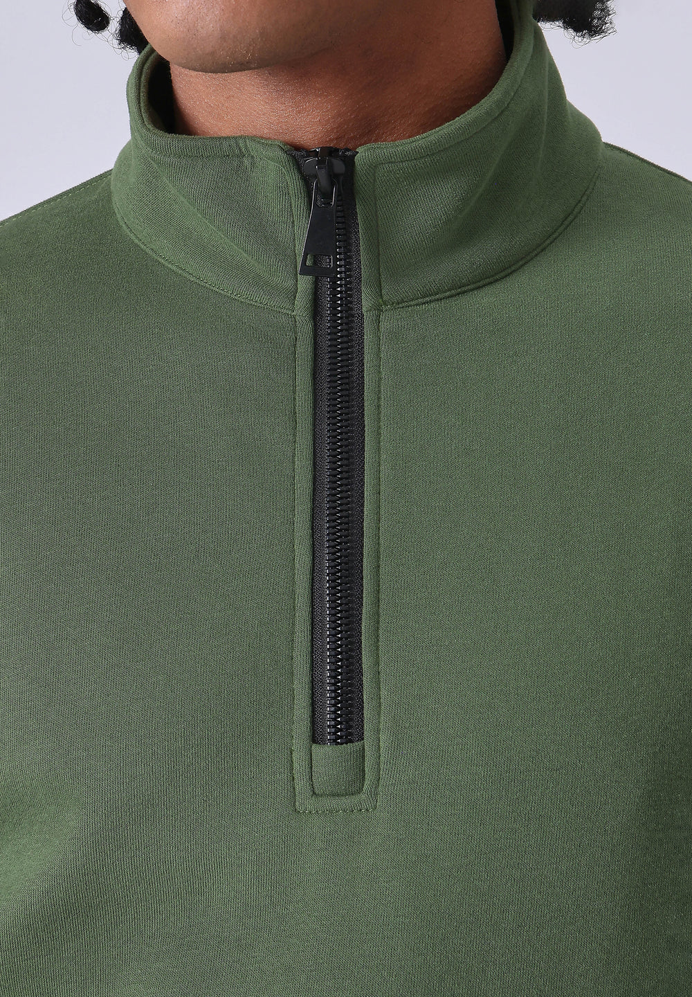 Half Zipper Green Sweatshirt