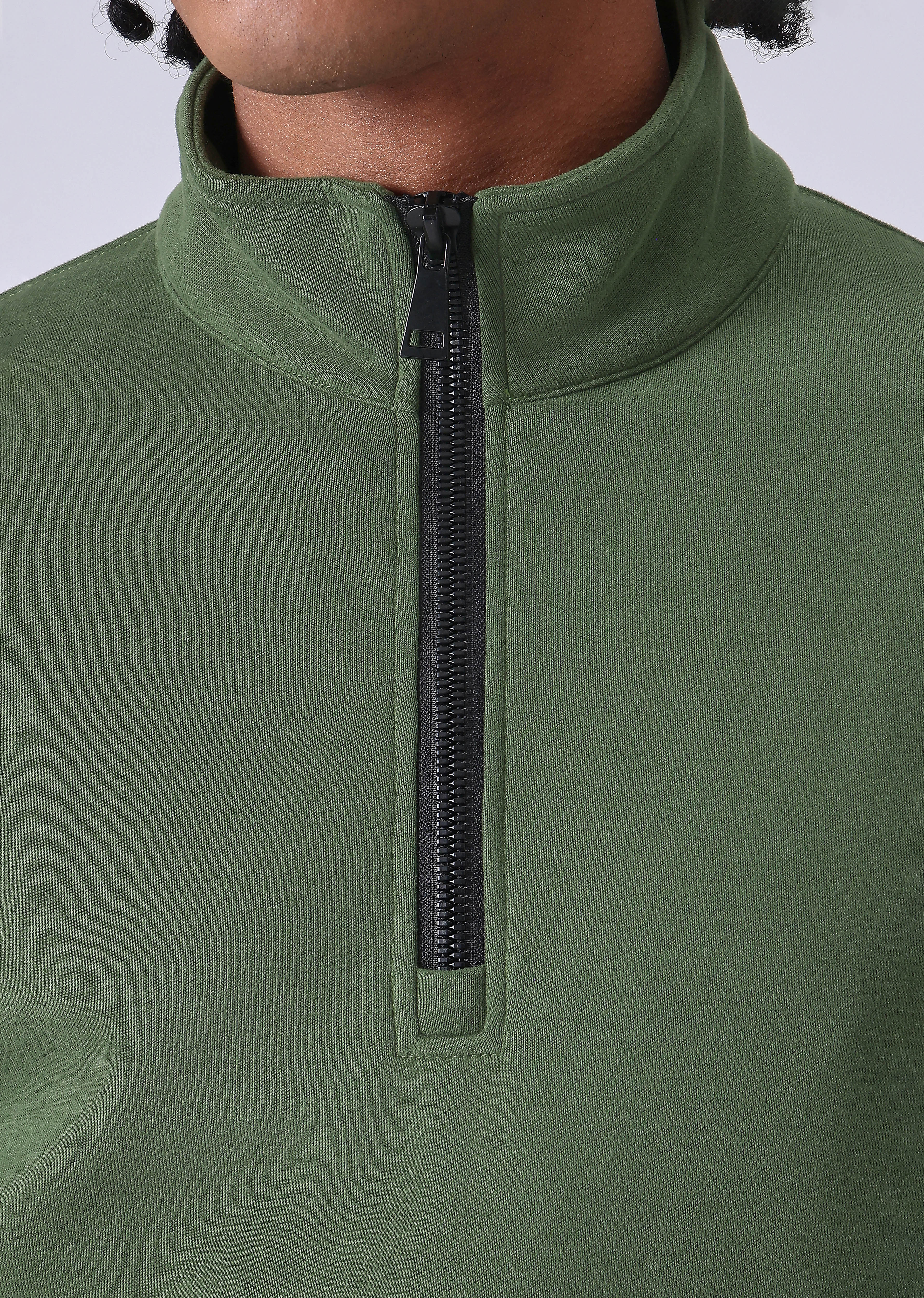 Half Zipper Green Sweatshirt