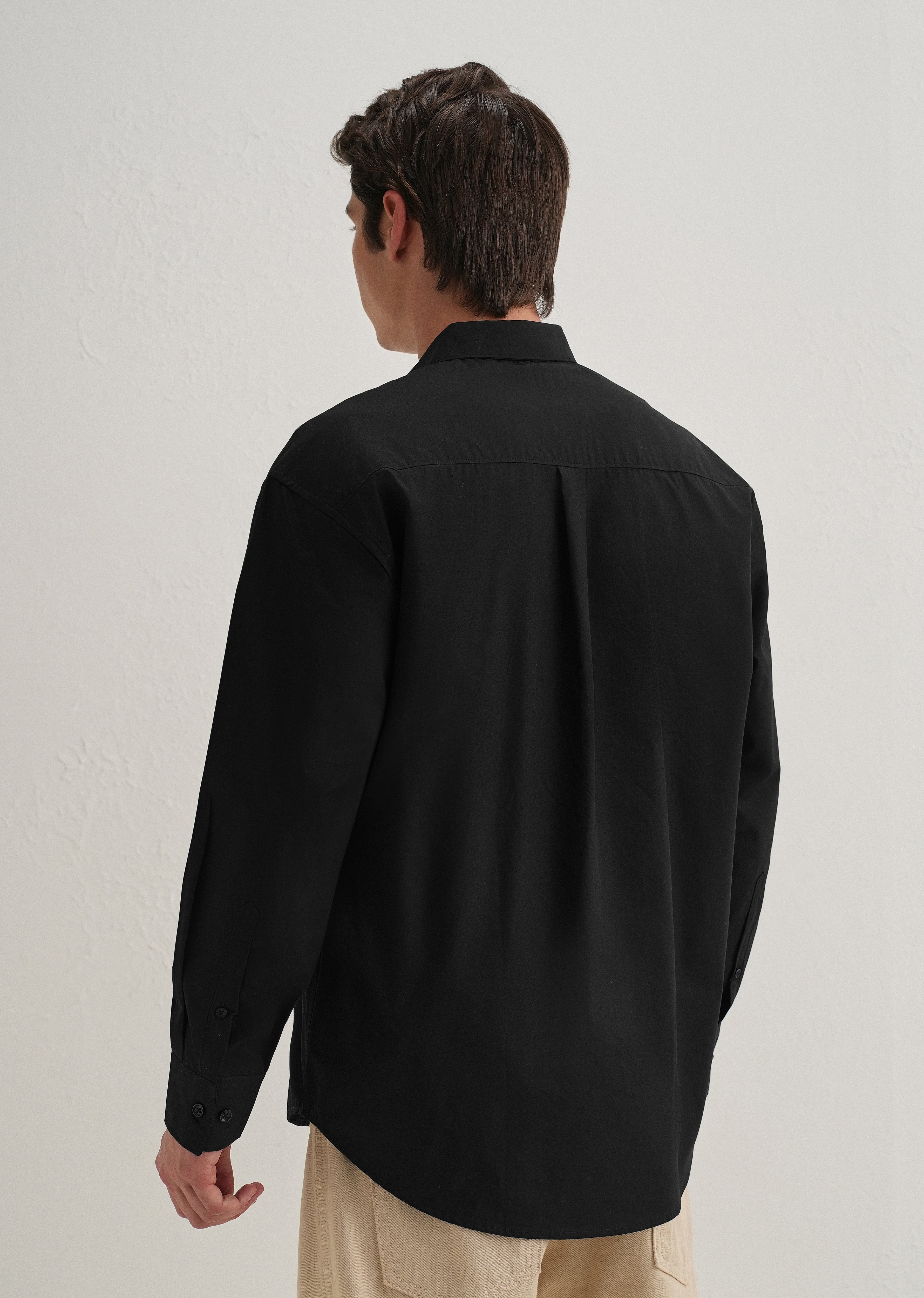 Heart Accent Applique Black Cotton Shirt