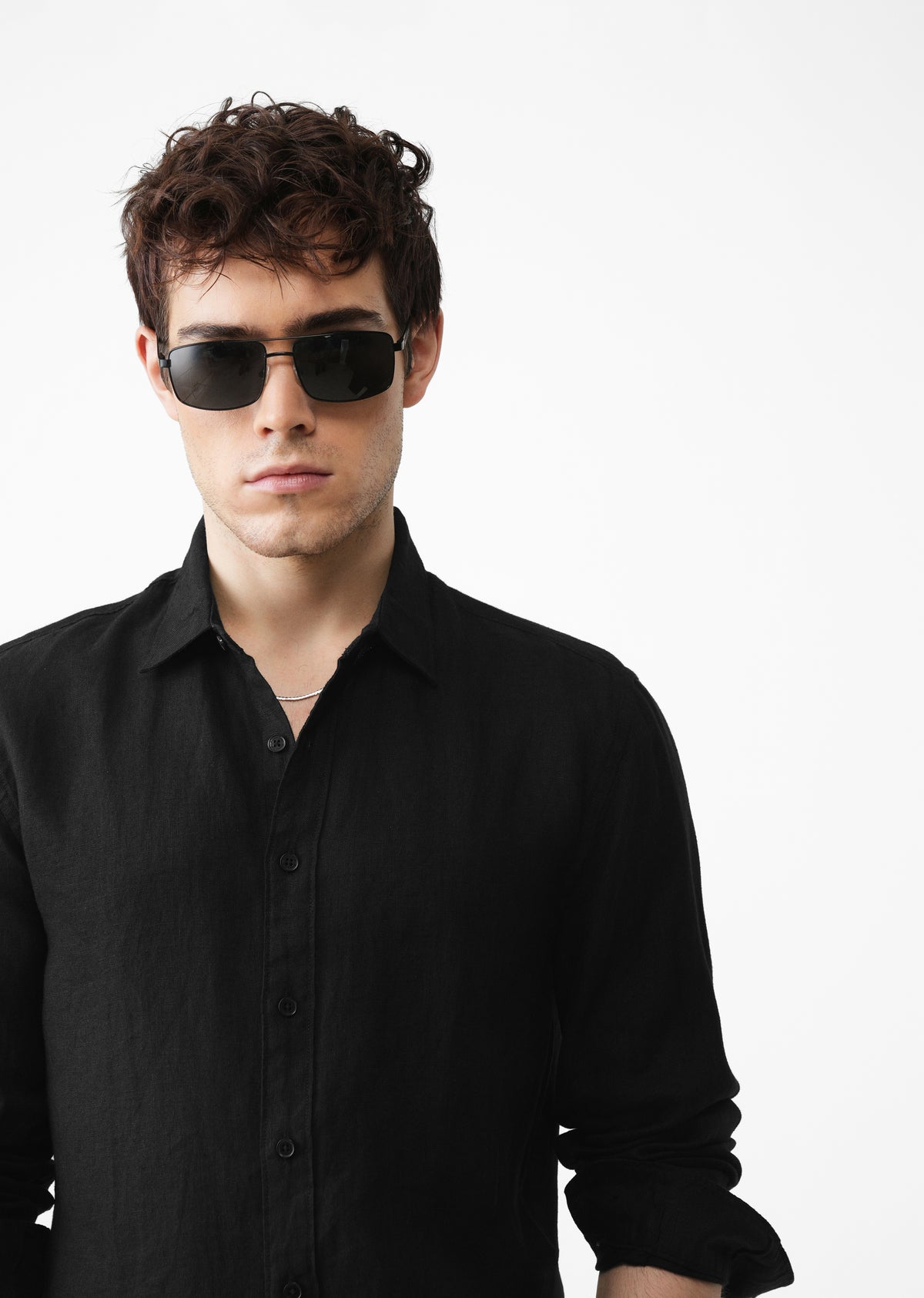 100% Pure Heather Black Linen Shirt