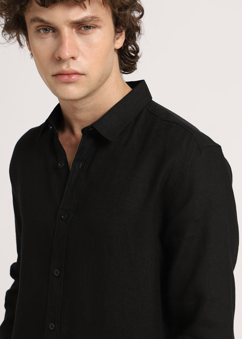 Heather Black Linen Shirt