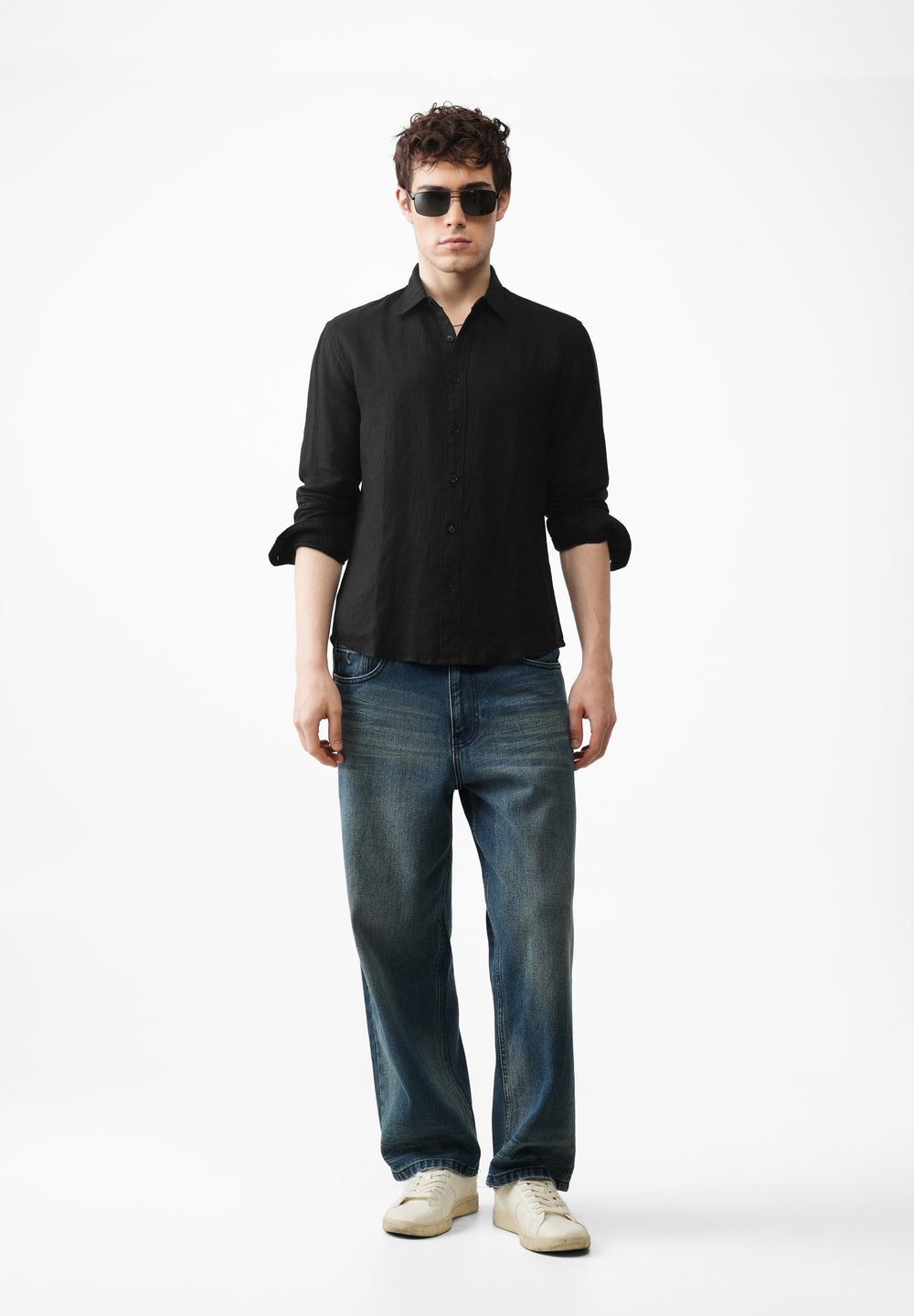 100% Pure Heather Black Linen Shirt