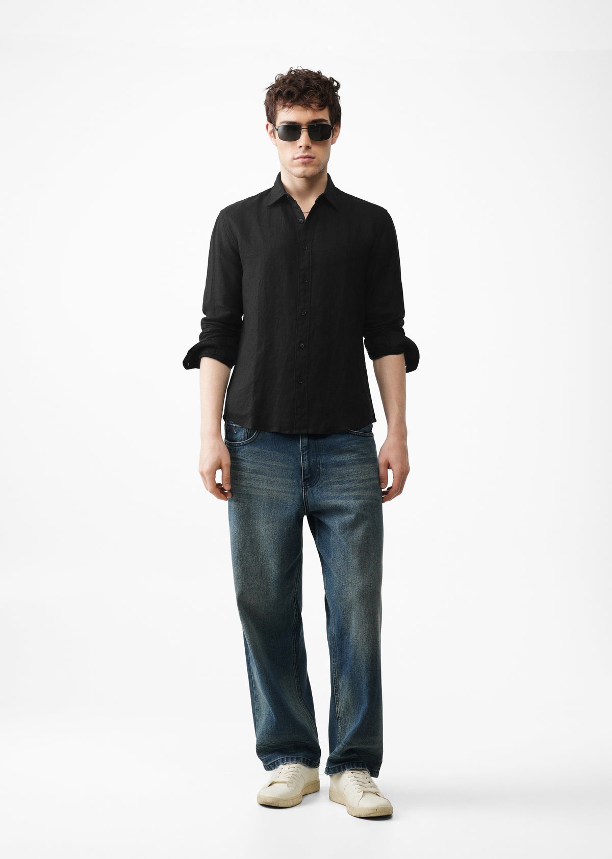 100% Pure Heather Black Linen Shirt