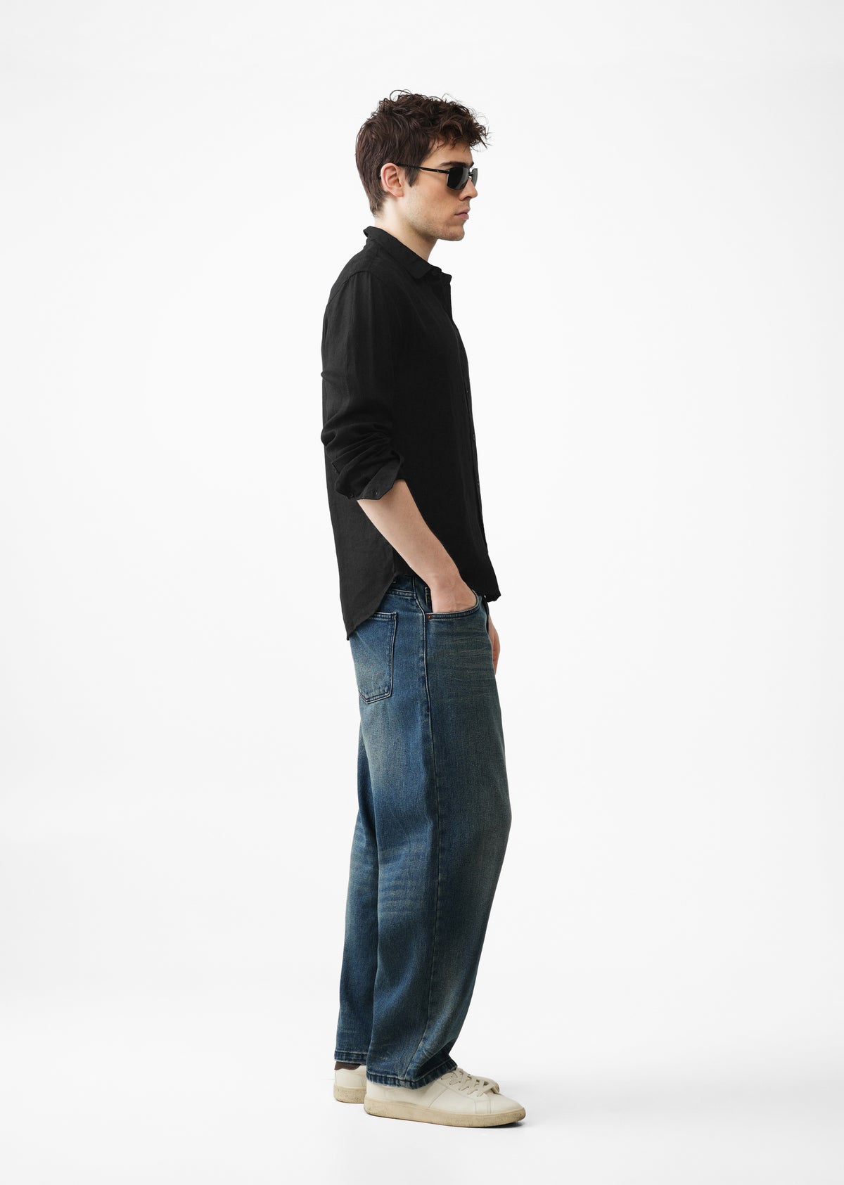 100% Pure Heather Black Linen Shirt