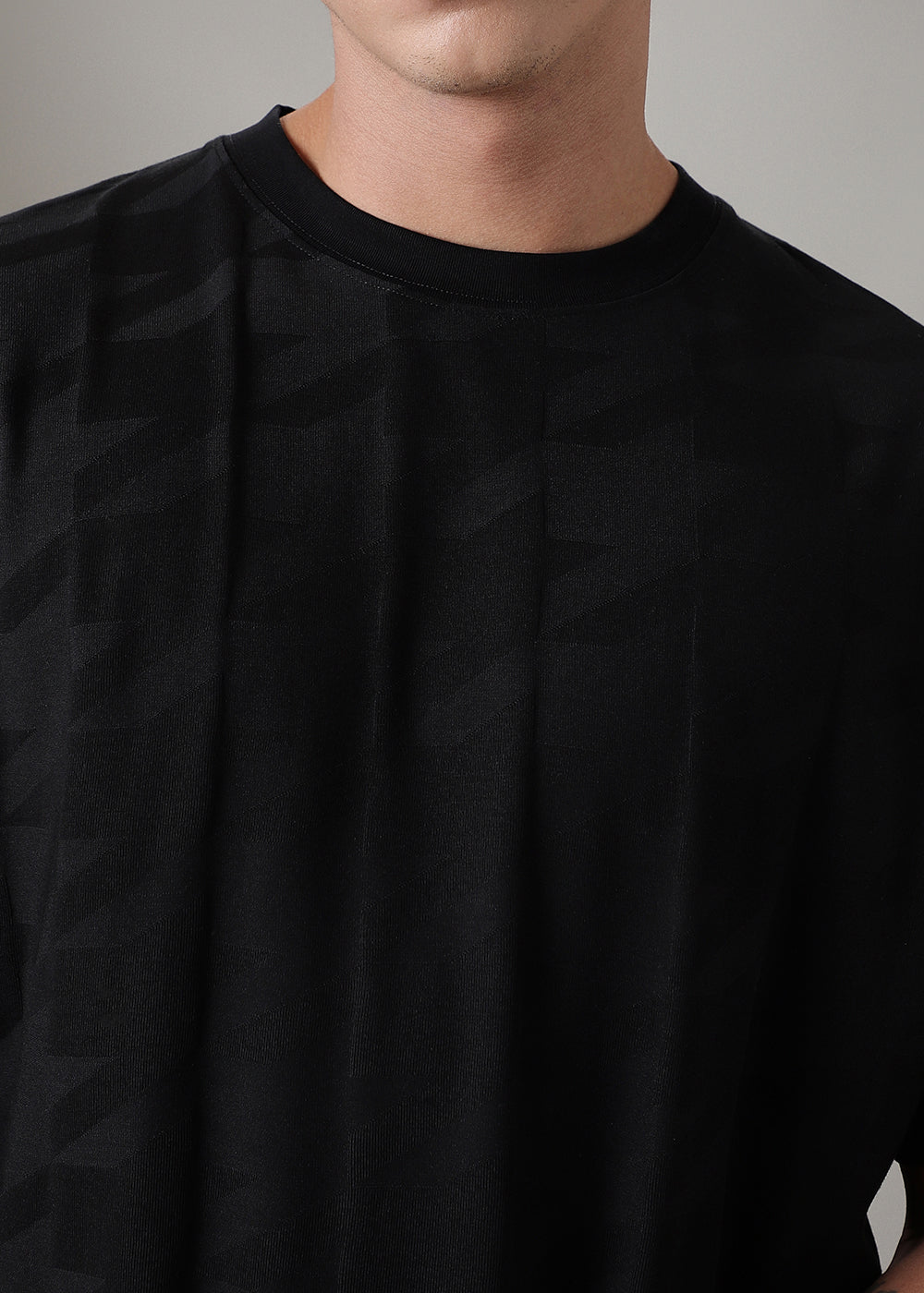 Herringbone Pattern Black Oversized T-shirt