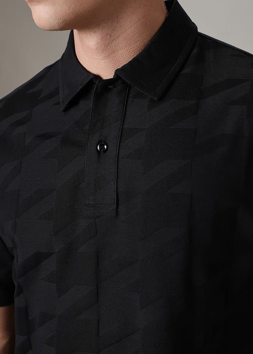 Herringbone Pattern Polo T-shirt