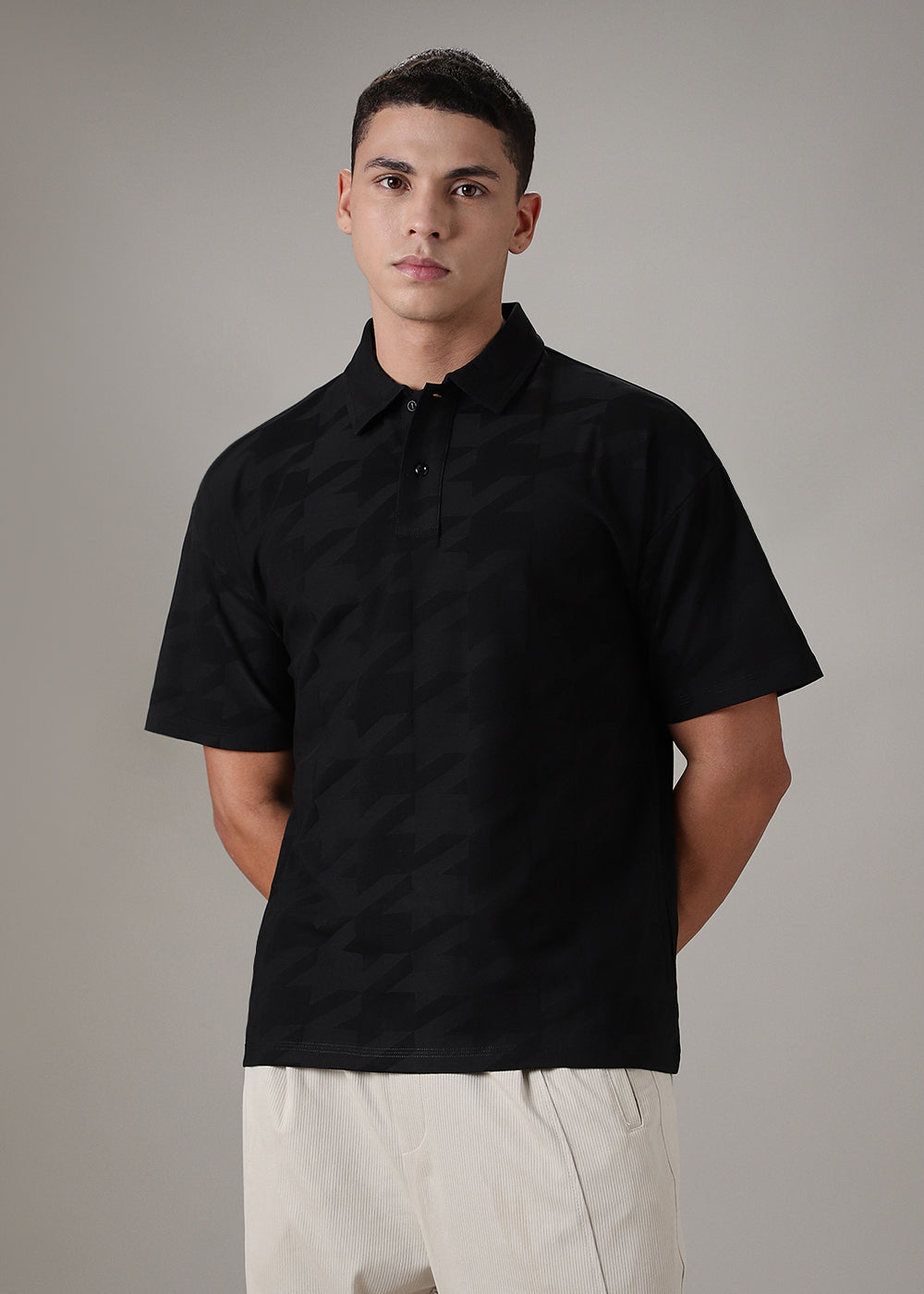 Herringbone Pattern Polo T-shirt