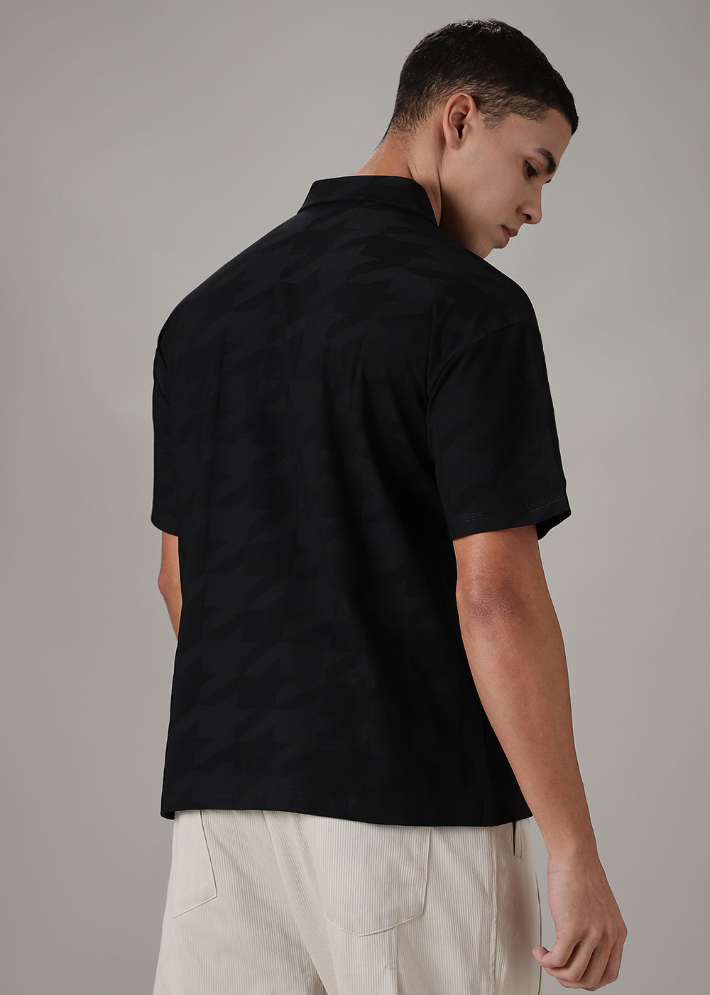 Herringbone Pattern Polo T-shirt