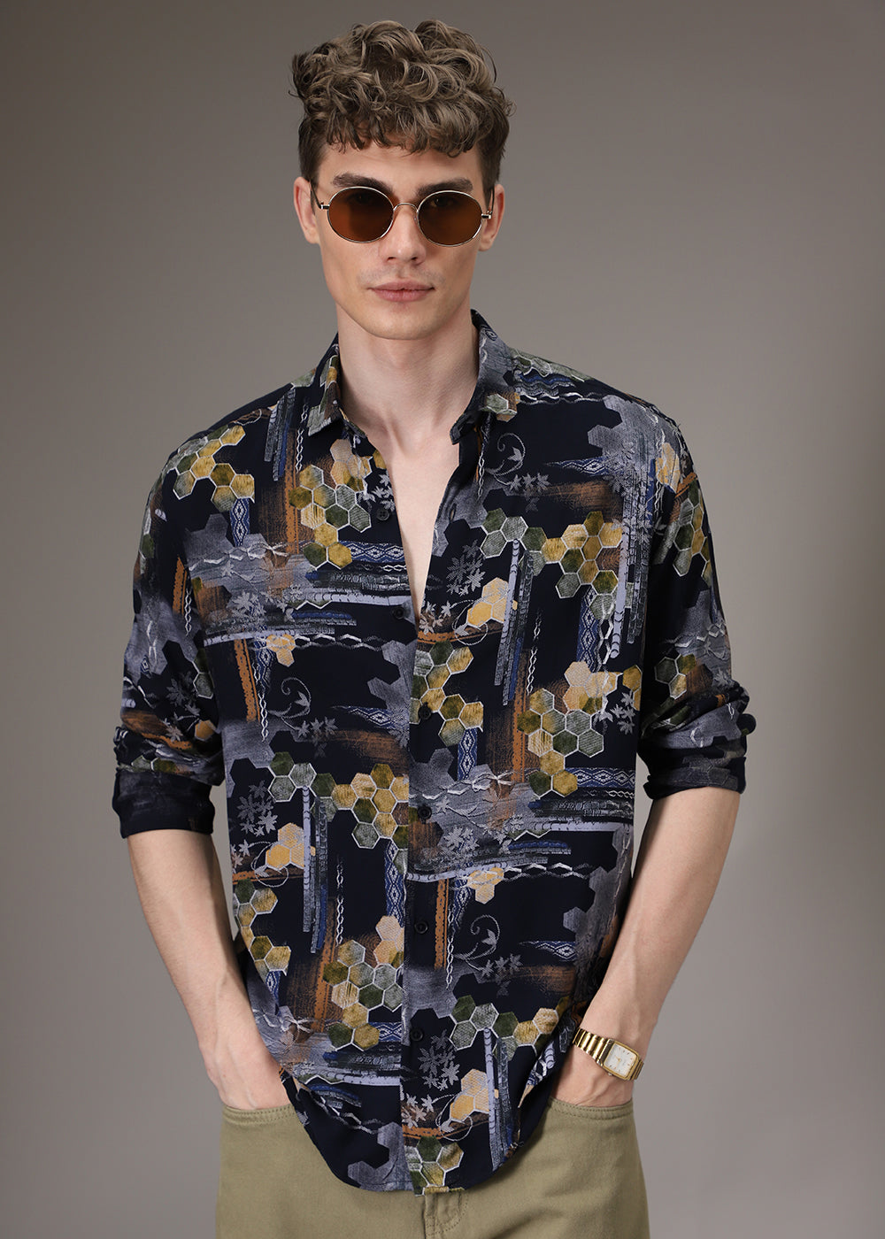 Hexa Print Feather Shirt