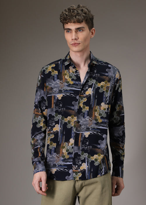 Hexa Print Feather Shirt