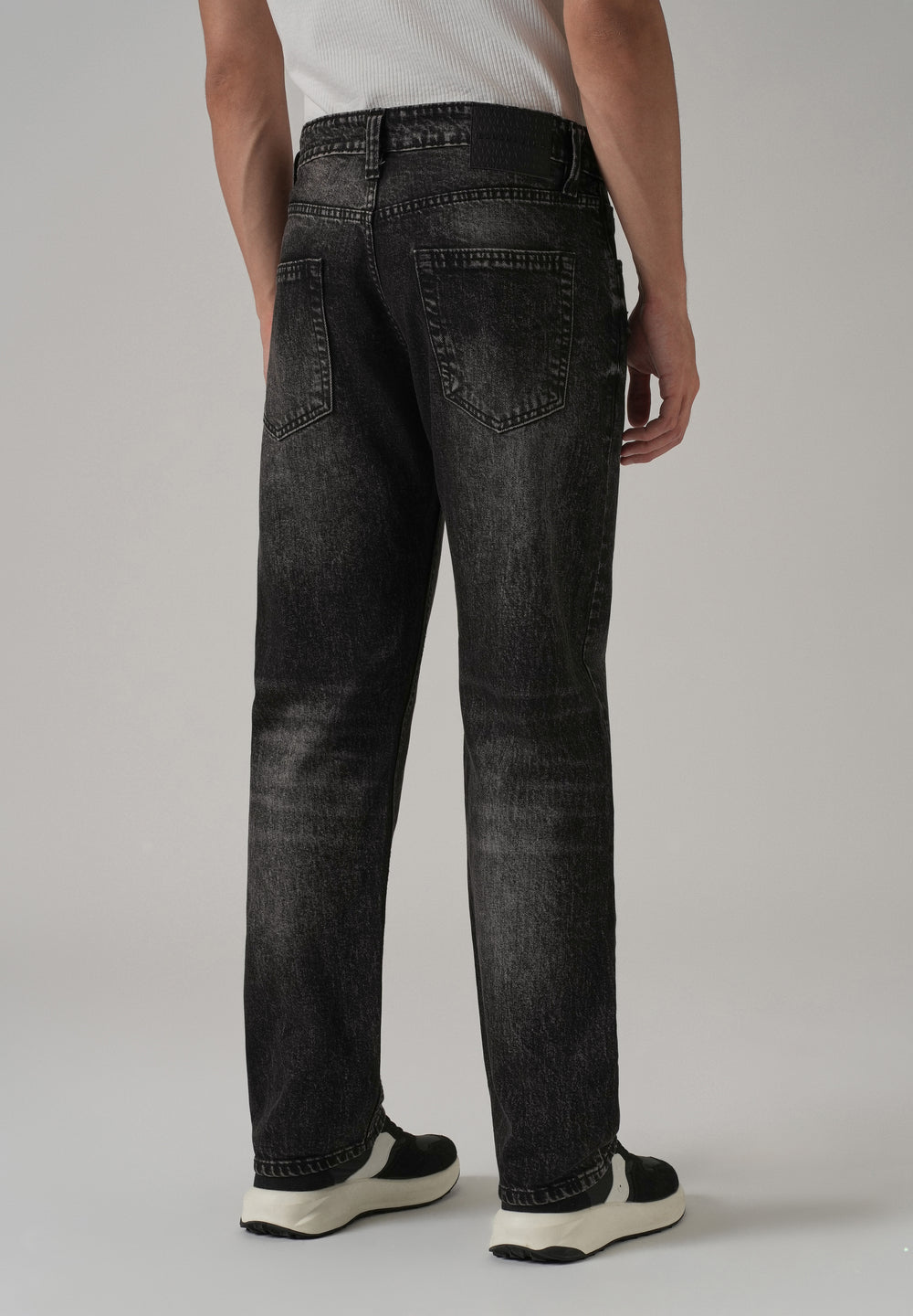 High Fade Ripped Black Straight Fit Jeans