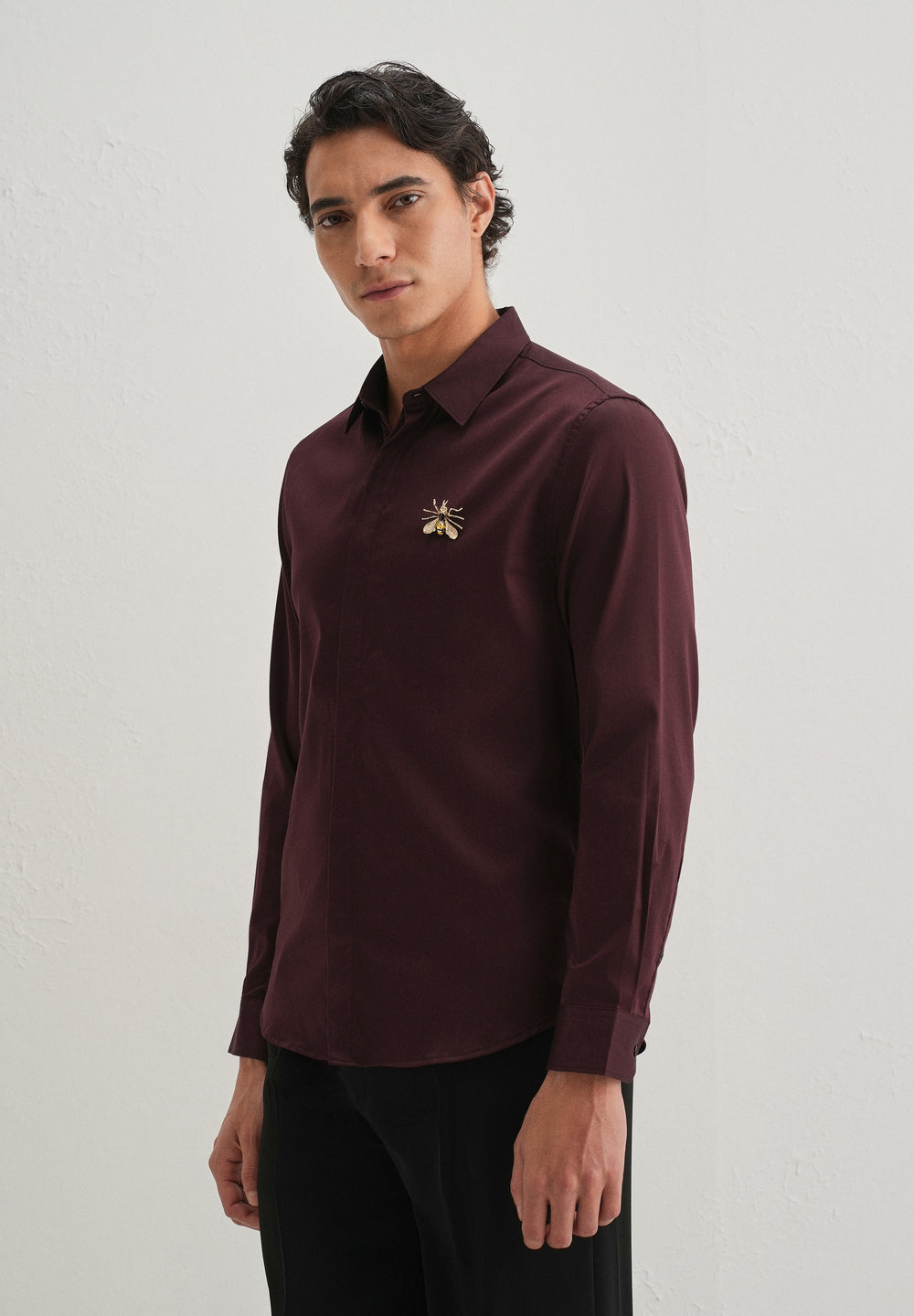 Honey Bee Brooch Wine Designer Shirt