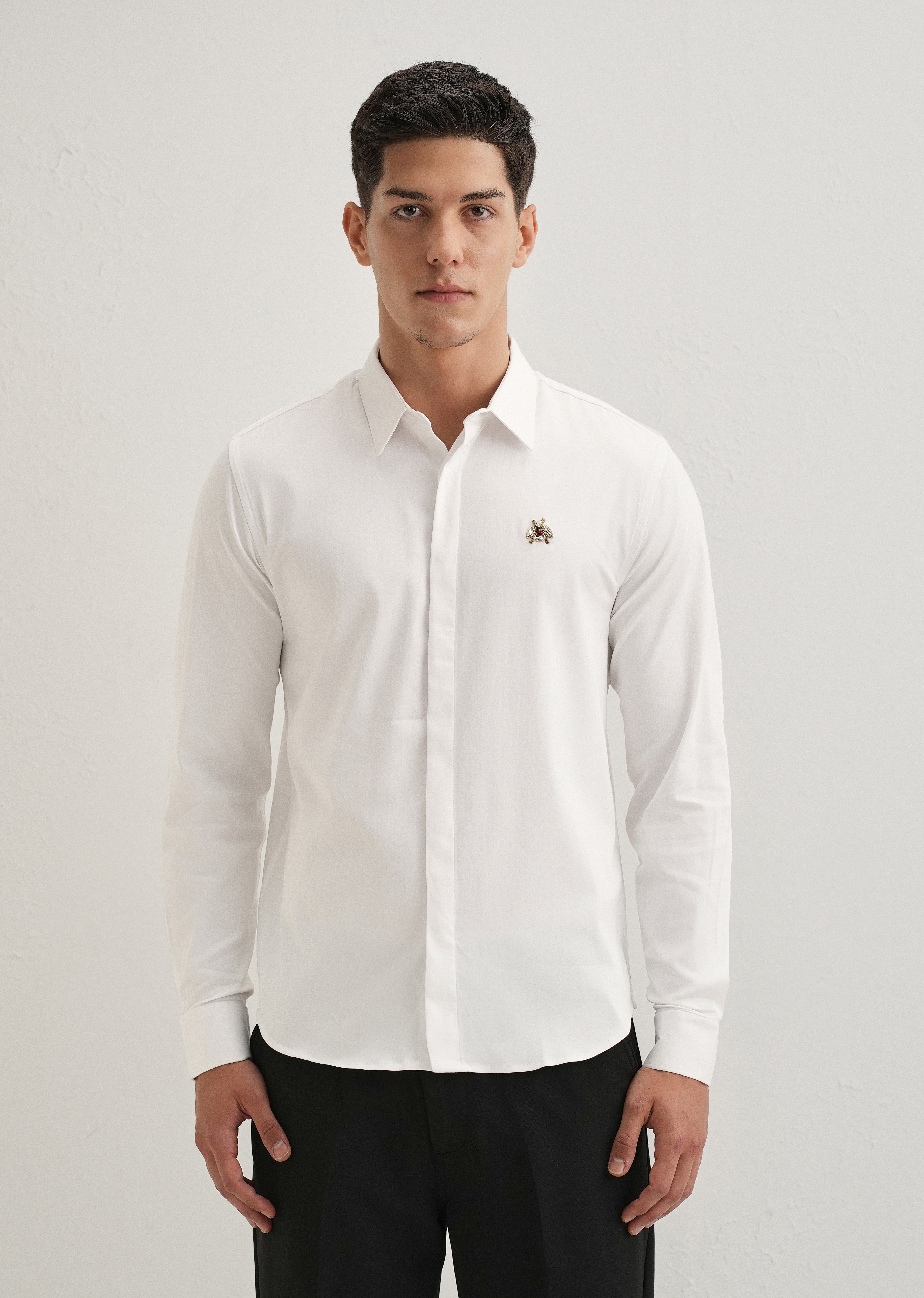 Honey Bee Embellished White Designer Shirt