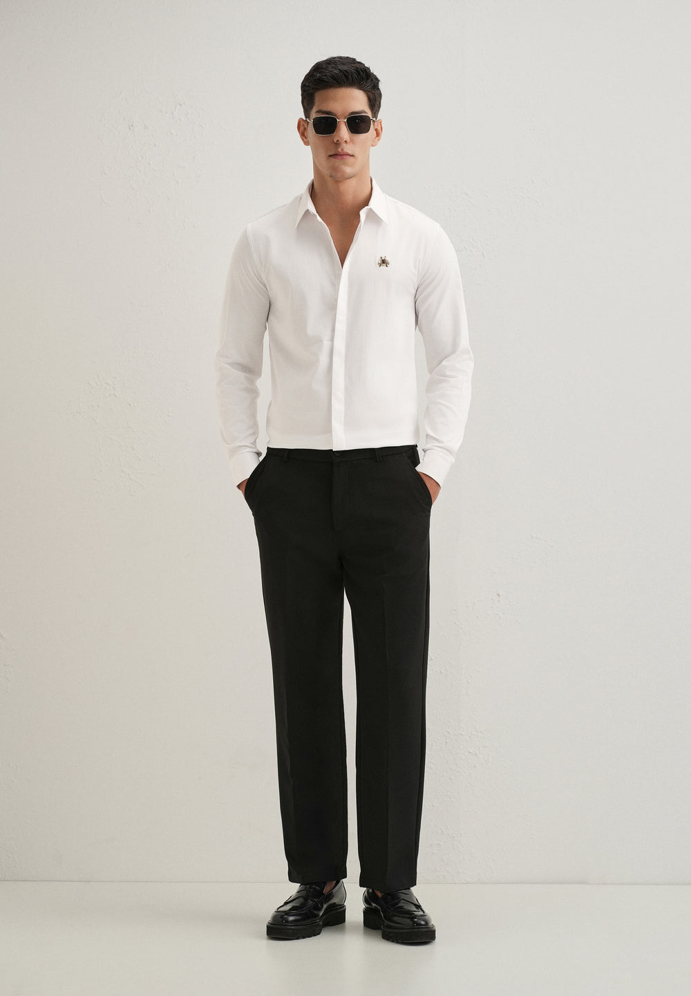 Honey Bee Embellished White Designer Shirt