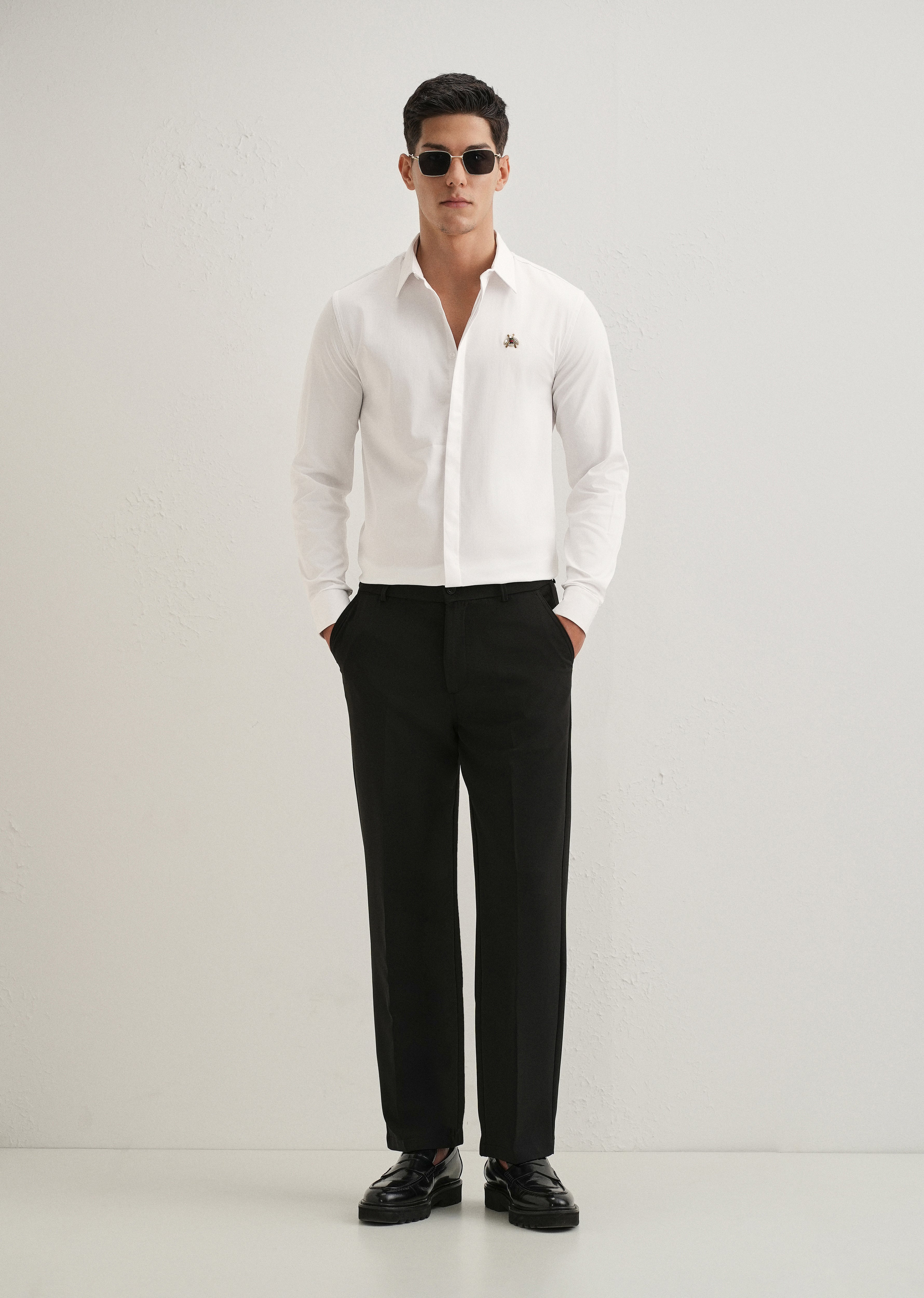 Honey Bee Embellished White Designer Shirt