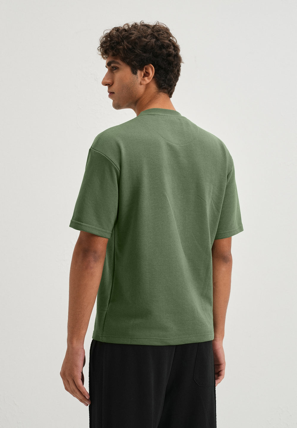 Hunter Green Plain Oversized Basic T-shirt