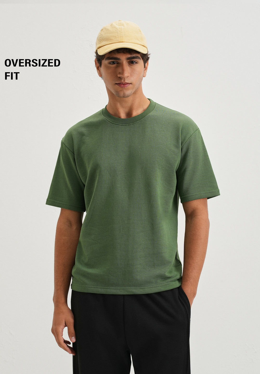 Hunter Green Plain Oversized Basic T-shirt