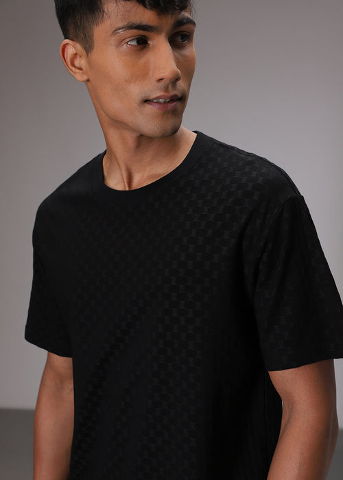 Hybrid Black Patterned Oversized T-shirt