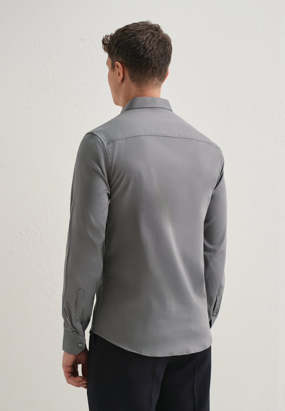 Hybrid Gray Plain Satin Shirt