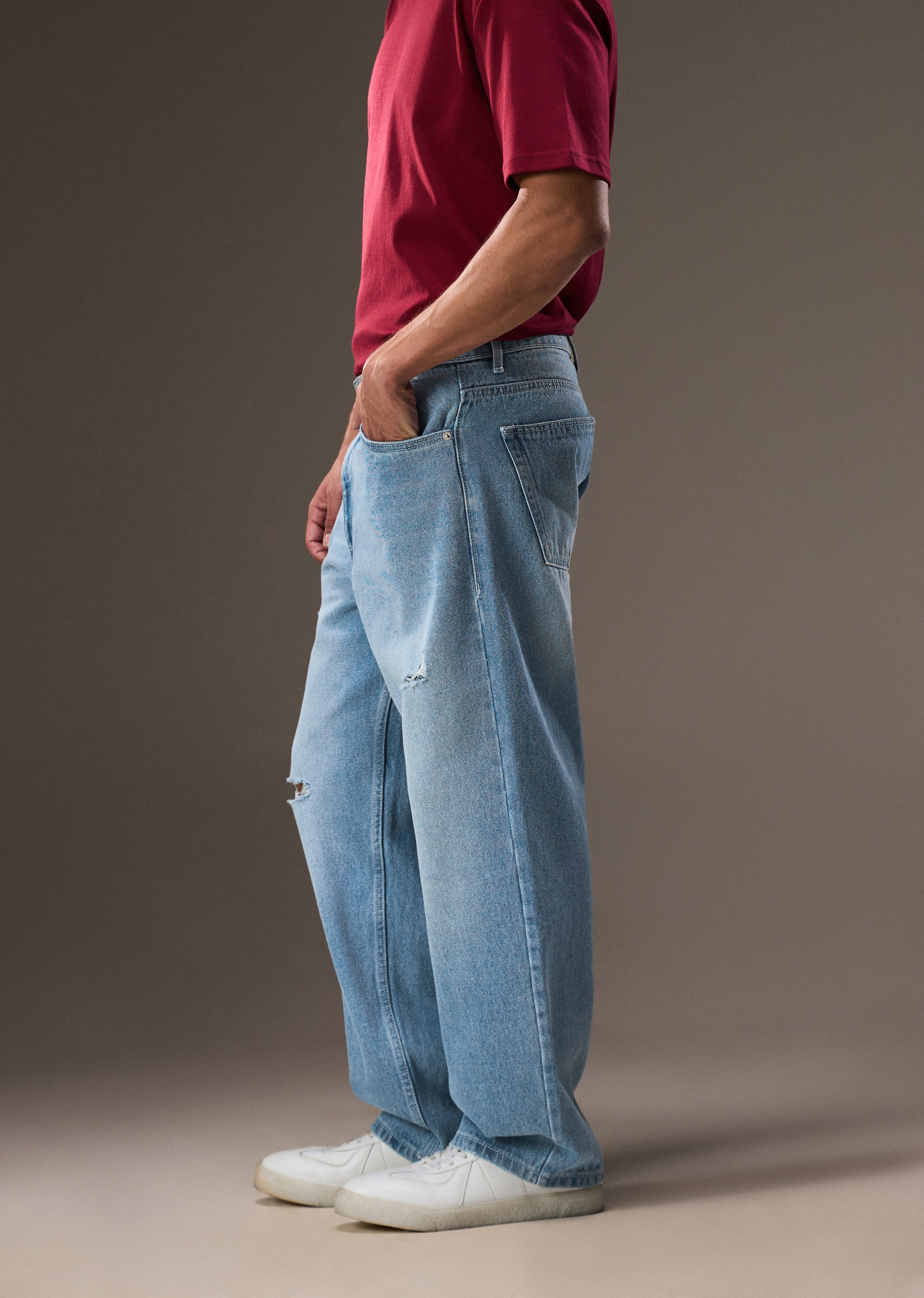 Ice Blue Baggy Fit Jeans