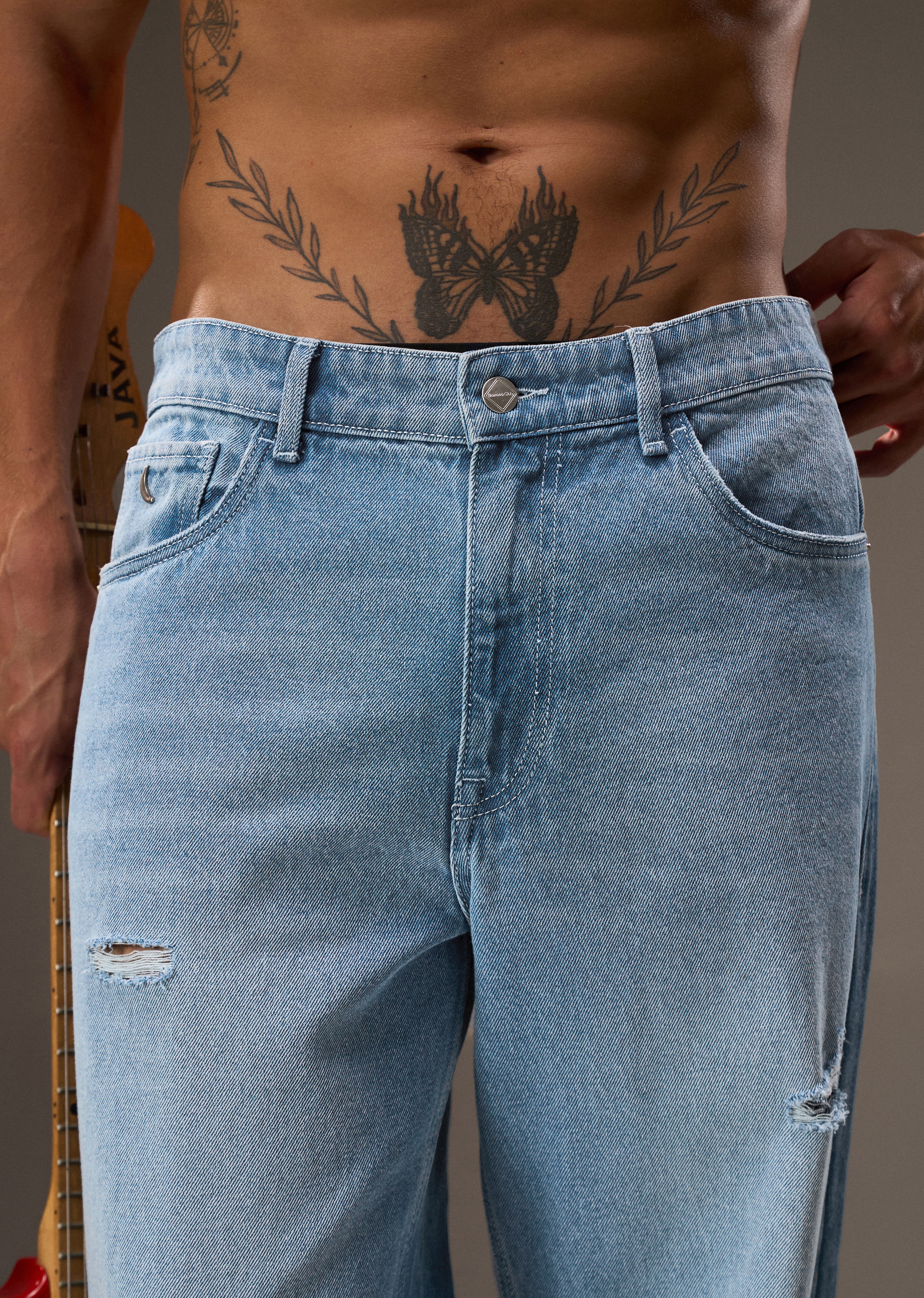 Ice Blue Baggy Fit Jeans
