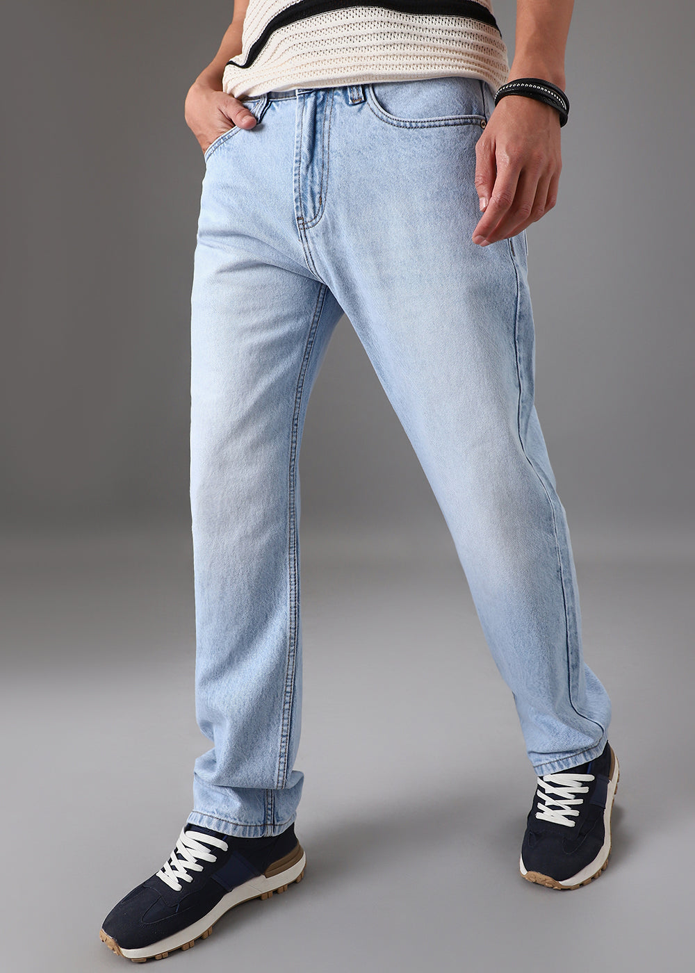 Ice Blue Straight Fit Denim