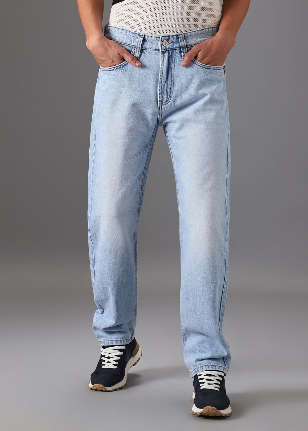 Ice Blue Straight Fit Denim