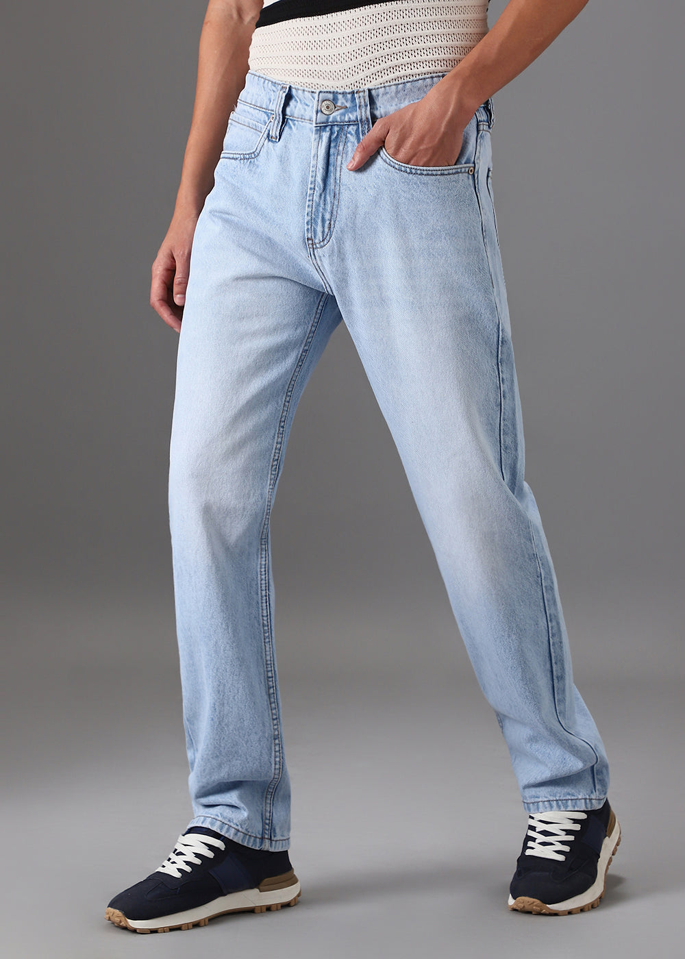 Ice Blue Straight Fit Denim