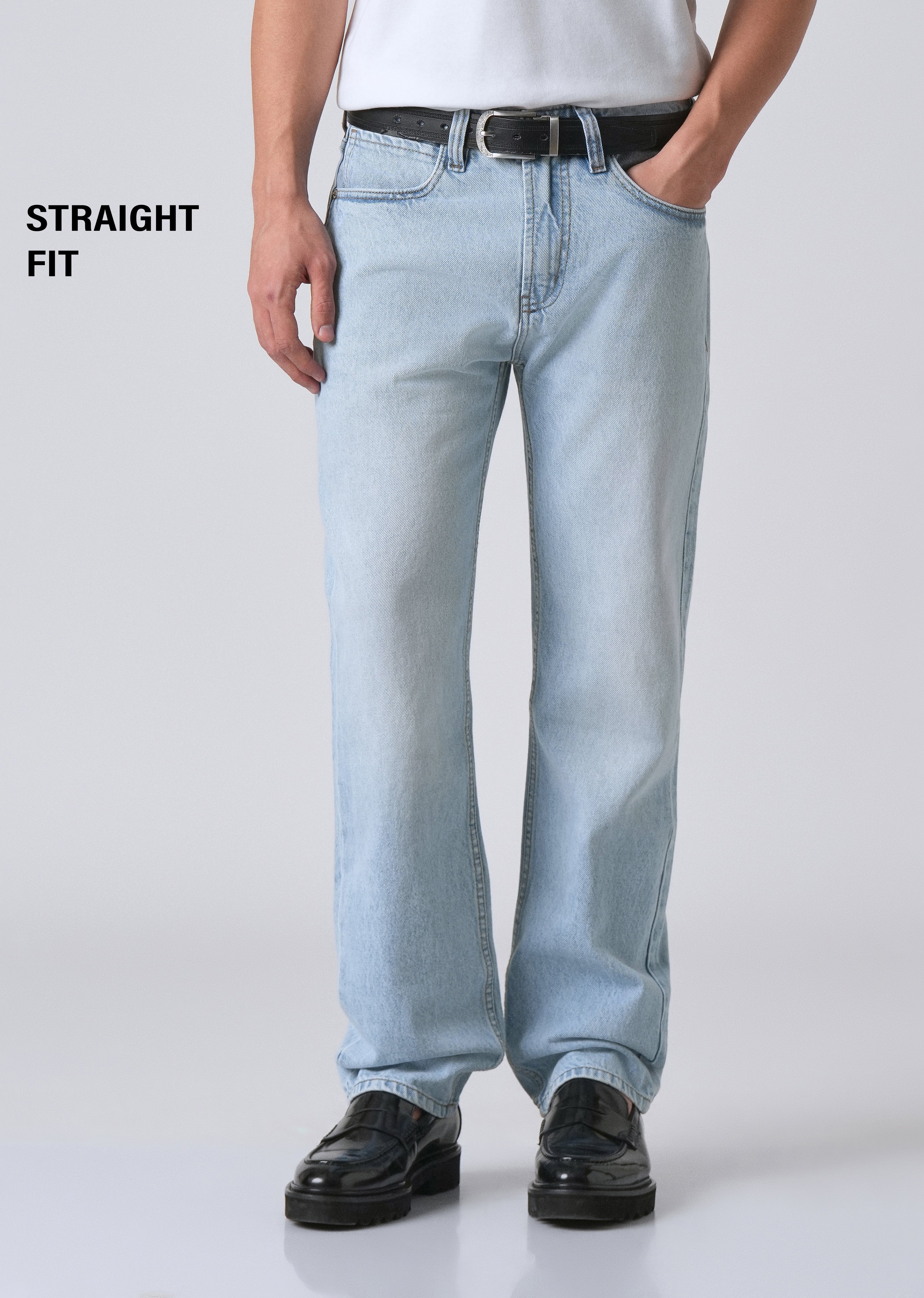 Ice Blue Straight Fit Denim