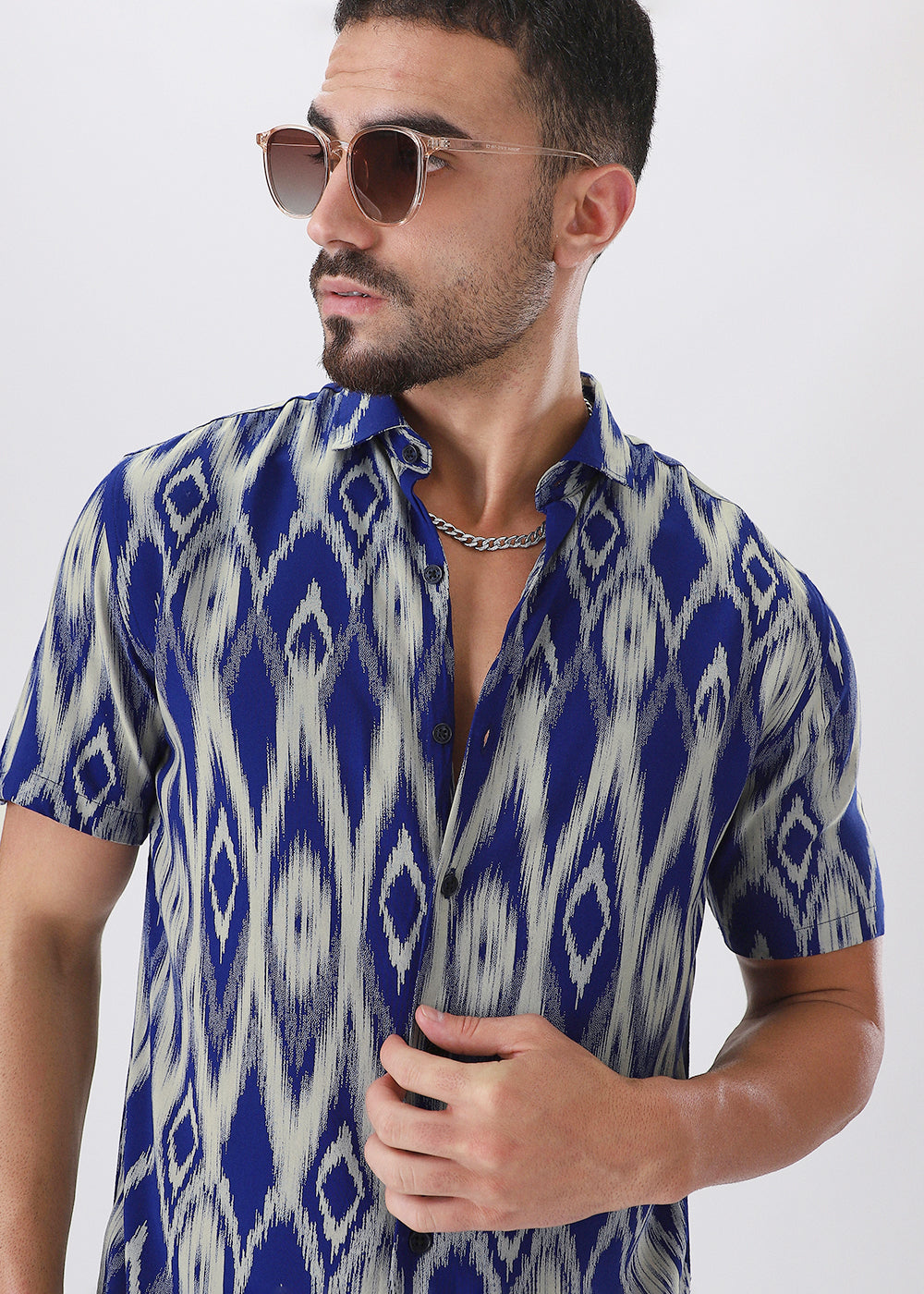 Ikat Blue Feather Shirt