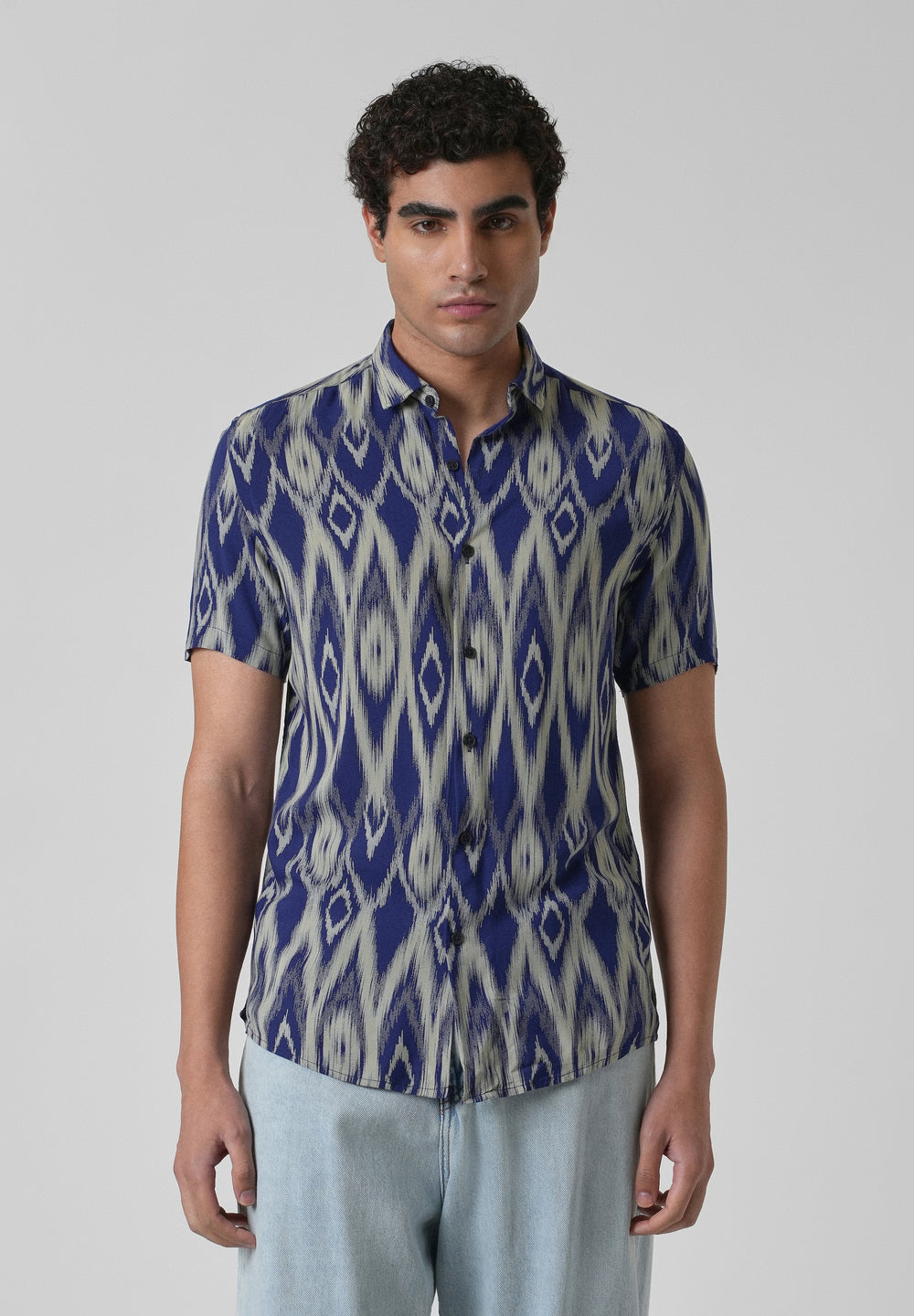 Ikat Blue Feather Shirt